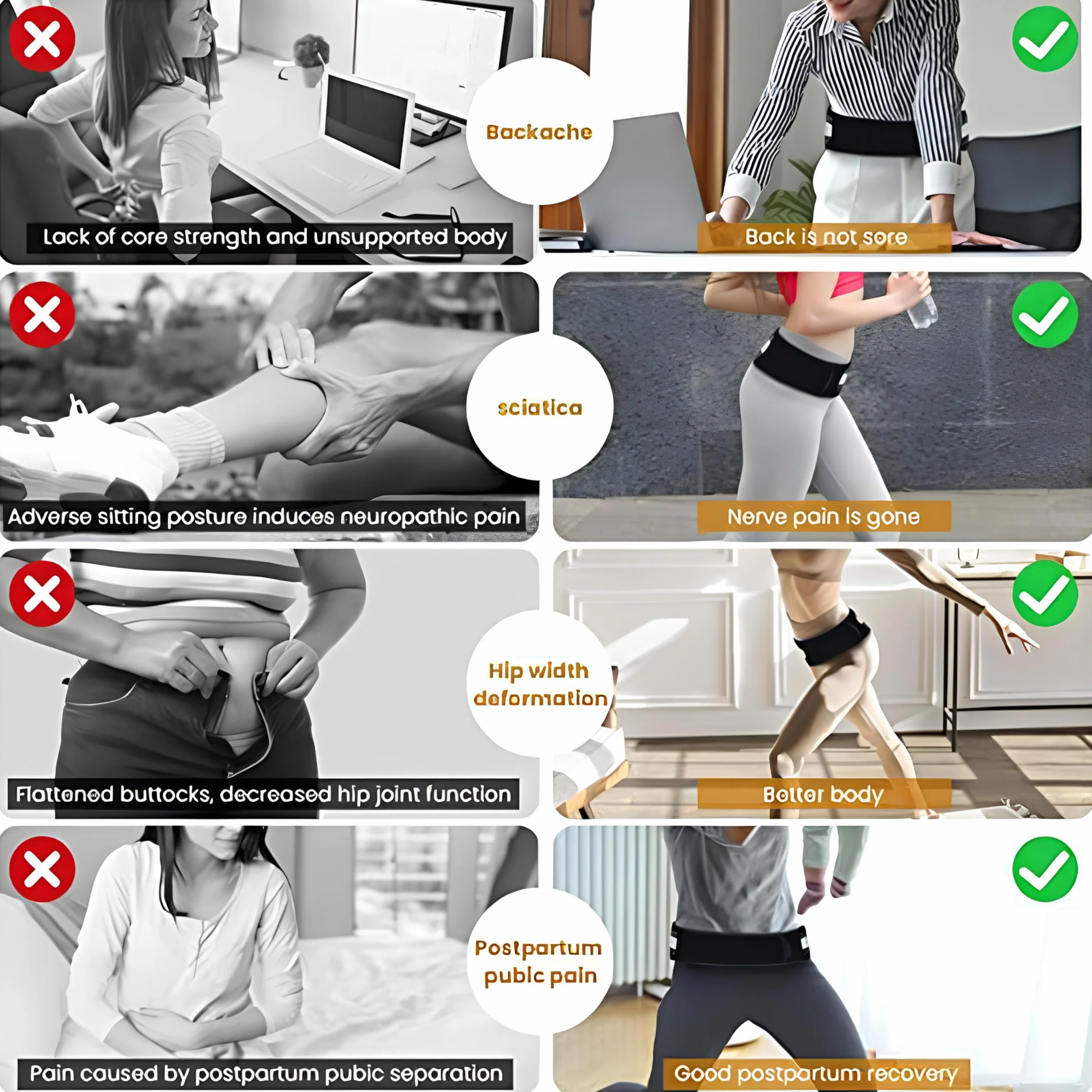 Ceinture de Soutien Sacro-Iliaque Lombaire, Stabilise Hanche, Soulage Douleurs Sciatiques Pelvienne Dos Grossesse