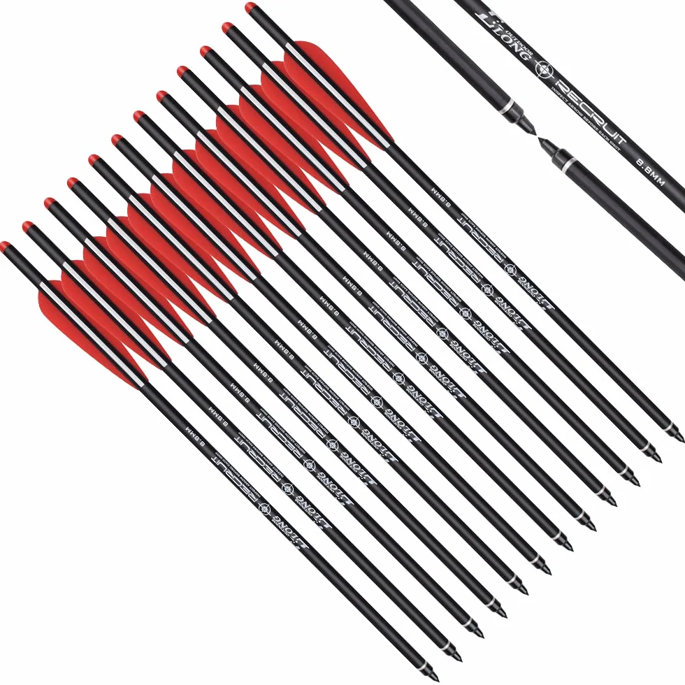 NIKA ARCHERY Flèches d'arbalète Carbone 18'' 20'' Pouces 12 pièces Chasse