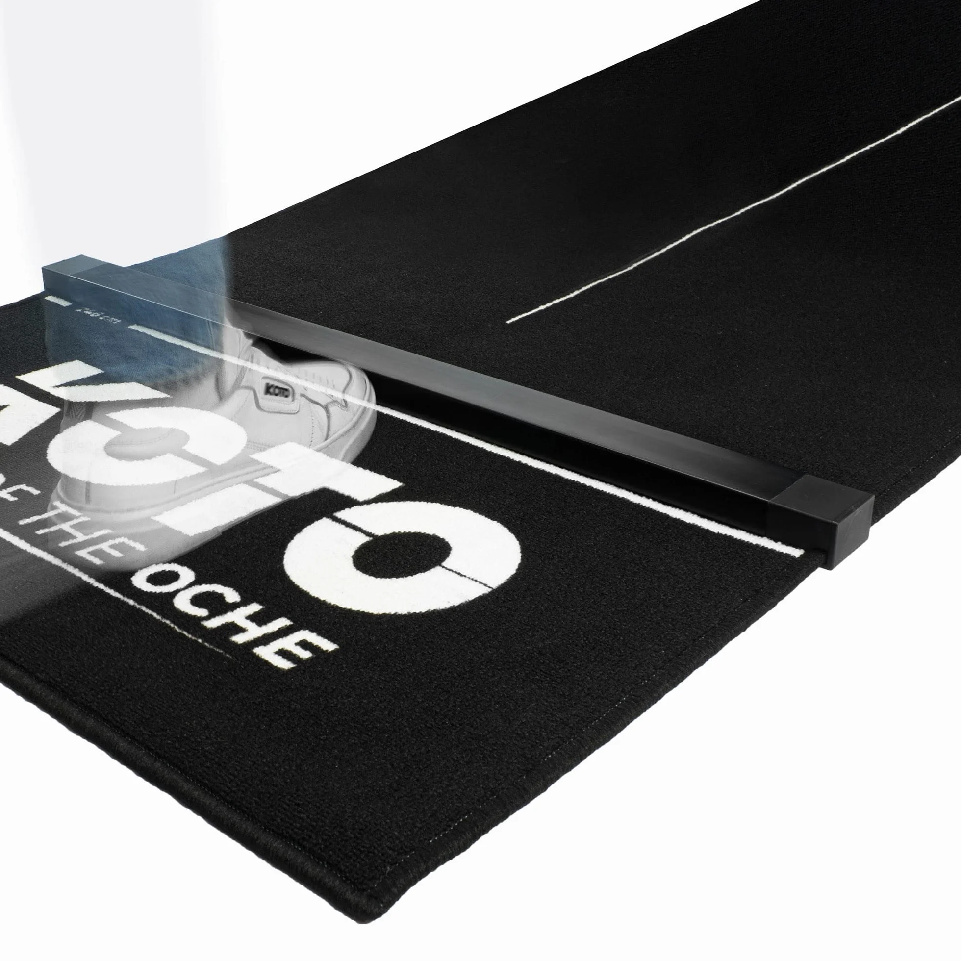 Tapis de Fléchettes Checkout Oche Noir 285 x 80 cm Antidérapant avec Indicateur de Score