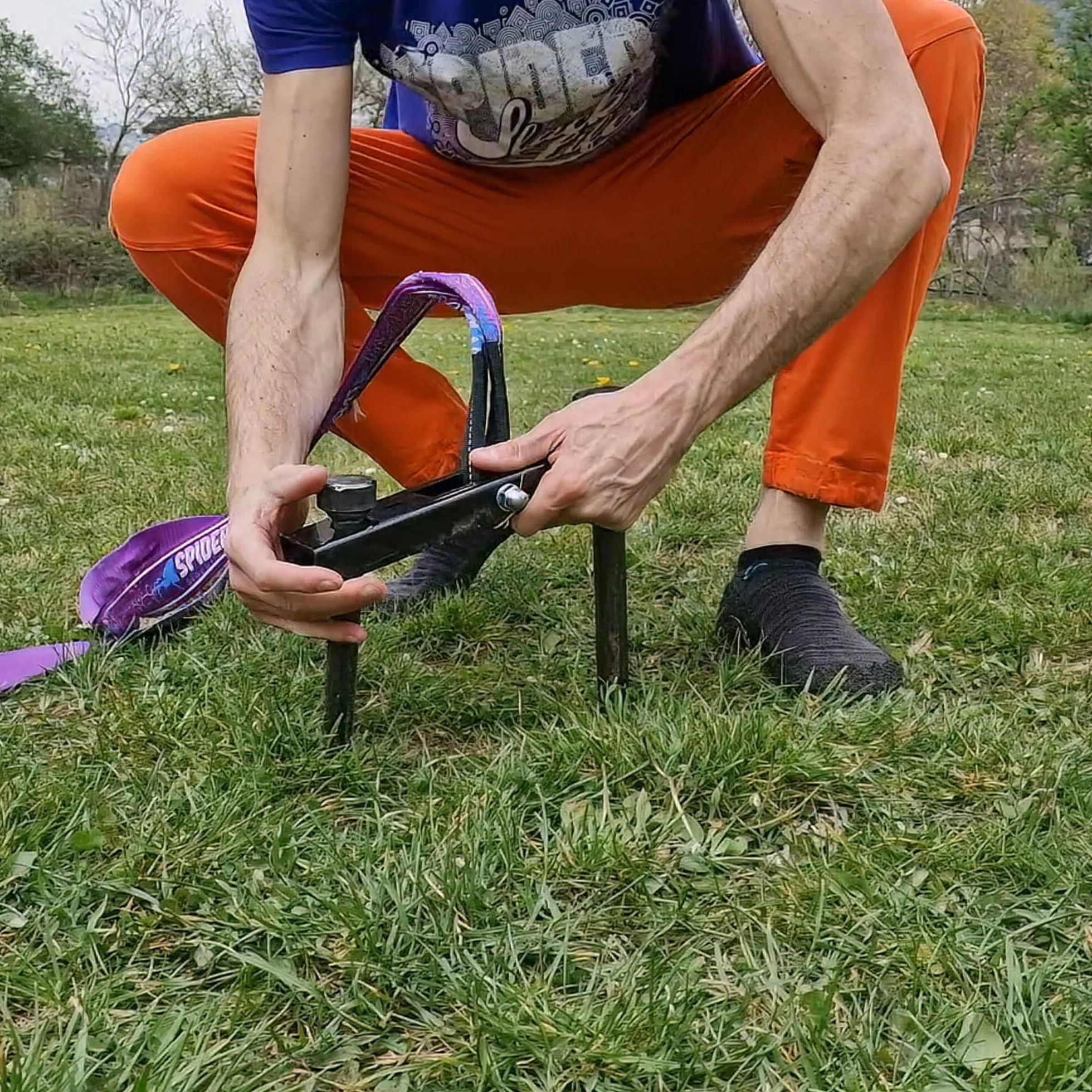 Kit Slackline Extérieur 20 mètres pour Débutants sans Arbres