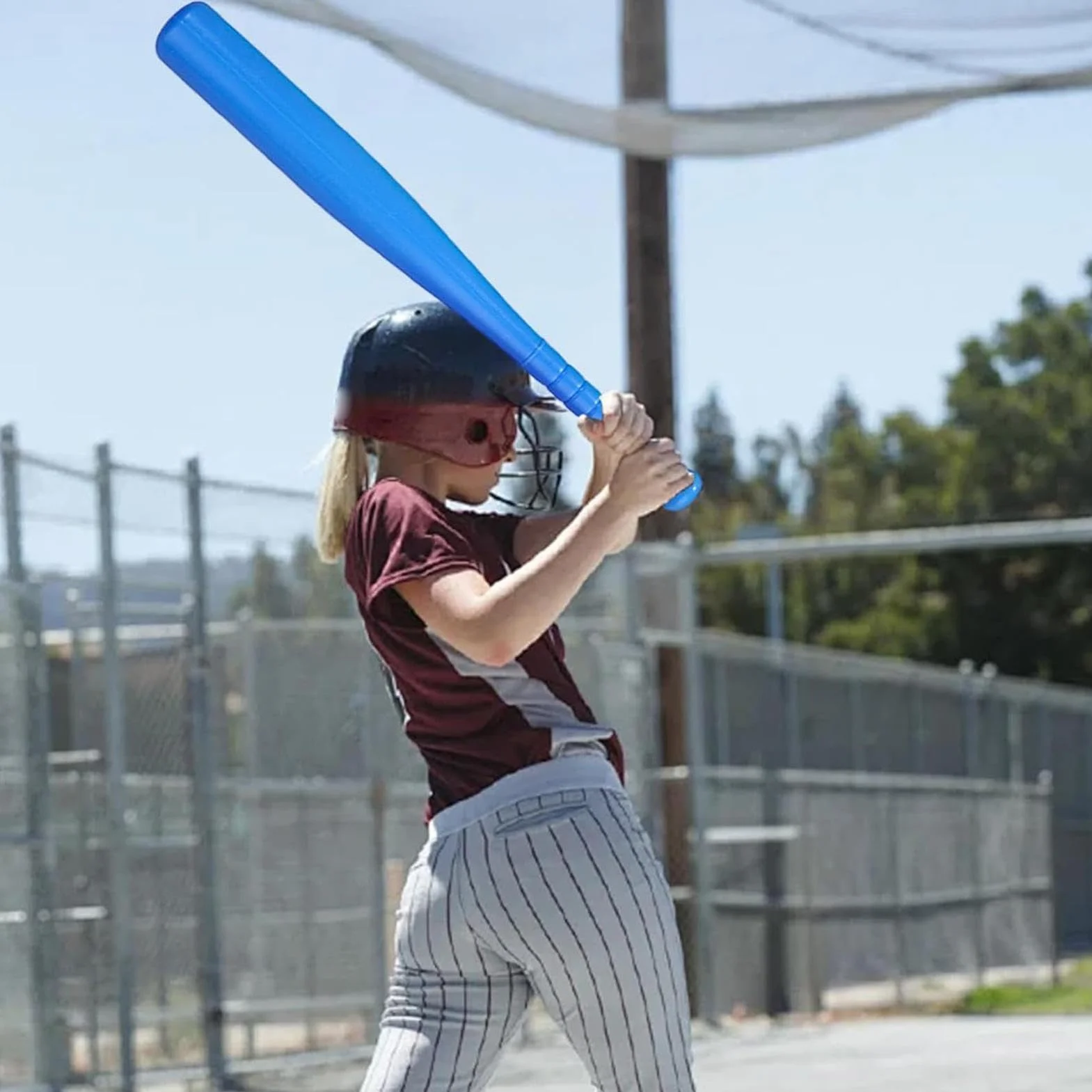 Batte de baseball en PVC avec poignée ergonomique pour l'entraînement - Jeu avec balle pour hommes, femmes, garçons