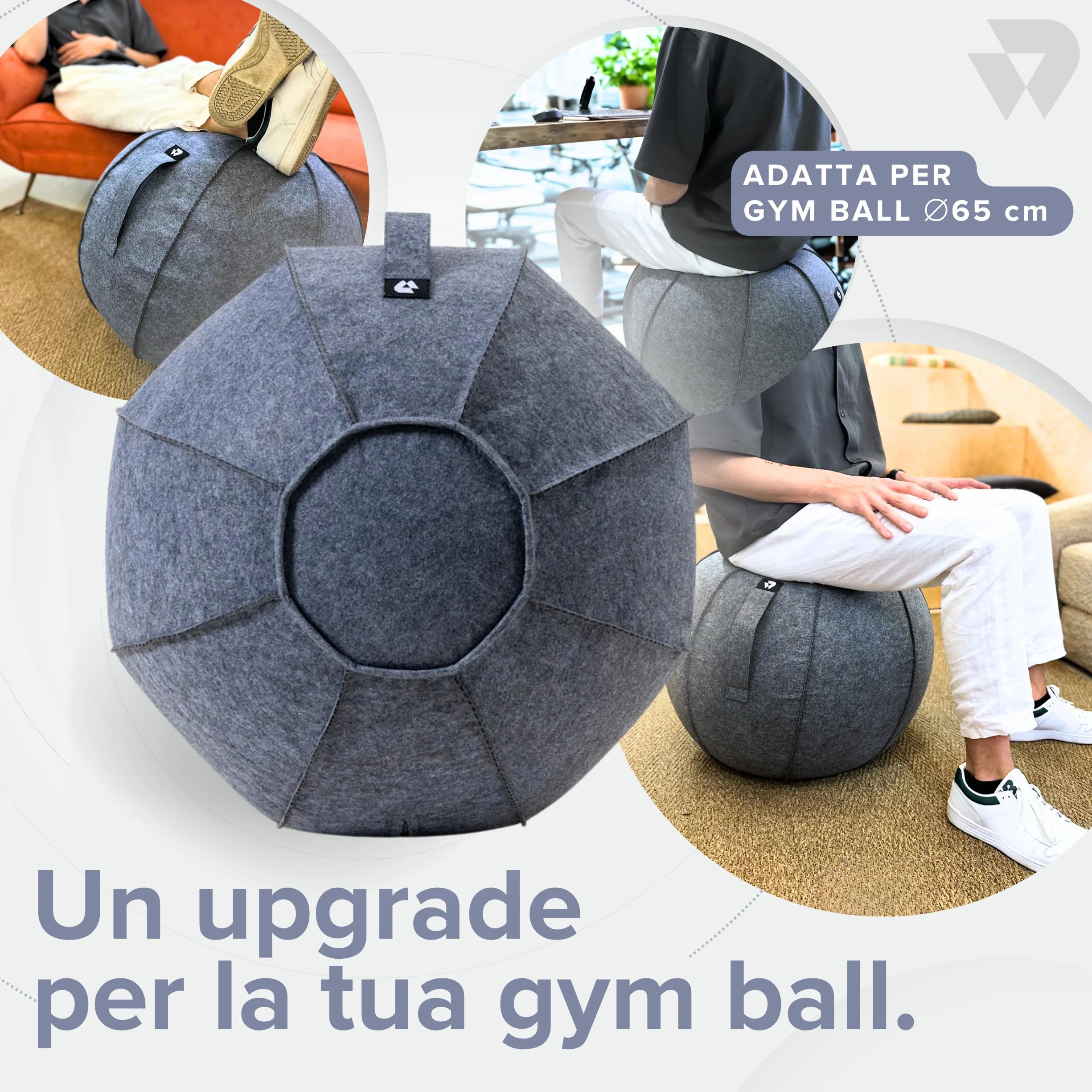 Coque pour Balle Pilates en Feutre de Laine avec Fermeture éclair, étui Fitball, Accessoires Gymnastique Maison