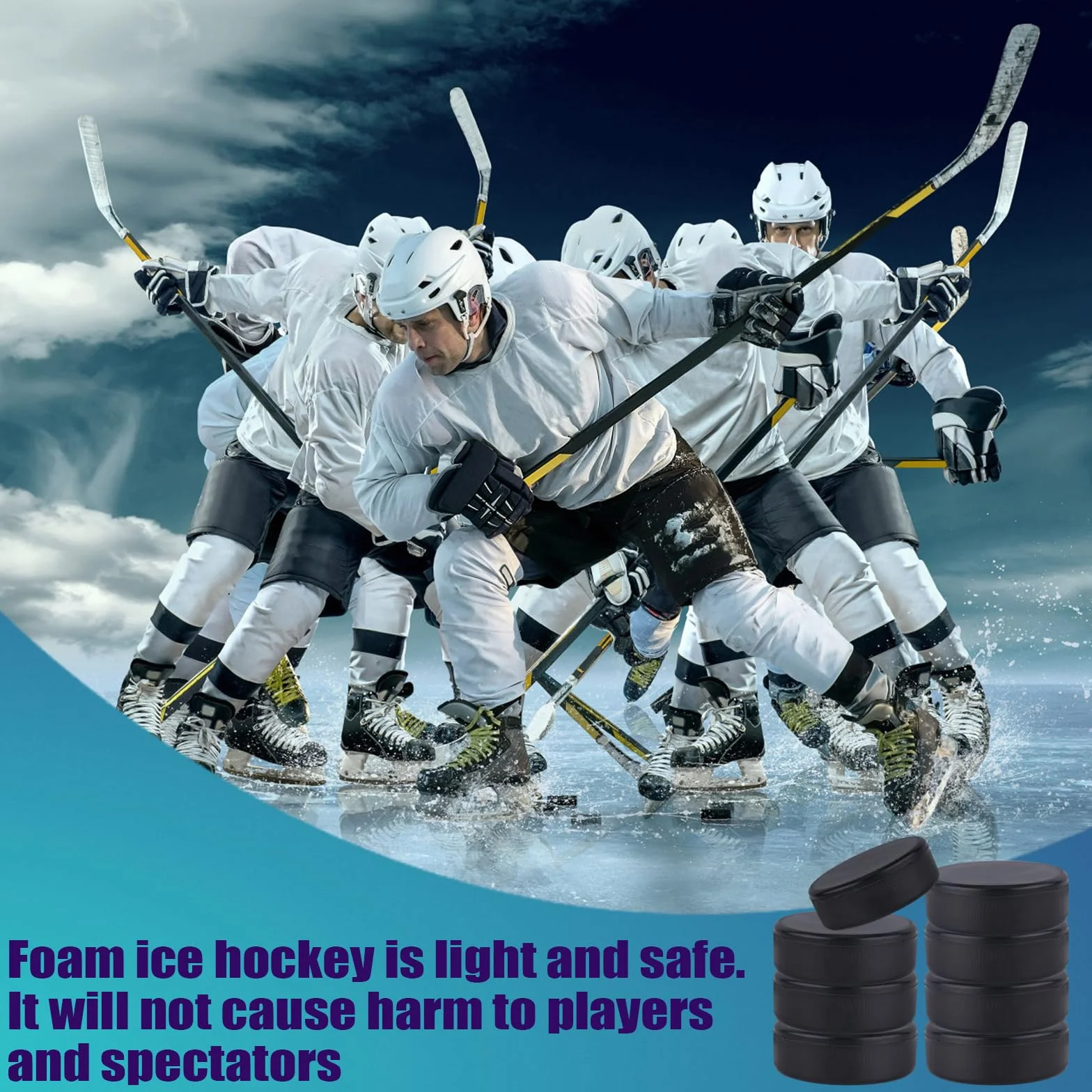 Rondelles de Hockey sur Glace PEUTIER 8pcs, Diamètre 7,5cm Épaisseur 2,5cm, Mousse pour Entraînement Intérieur