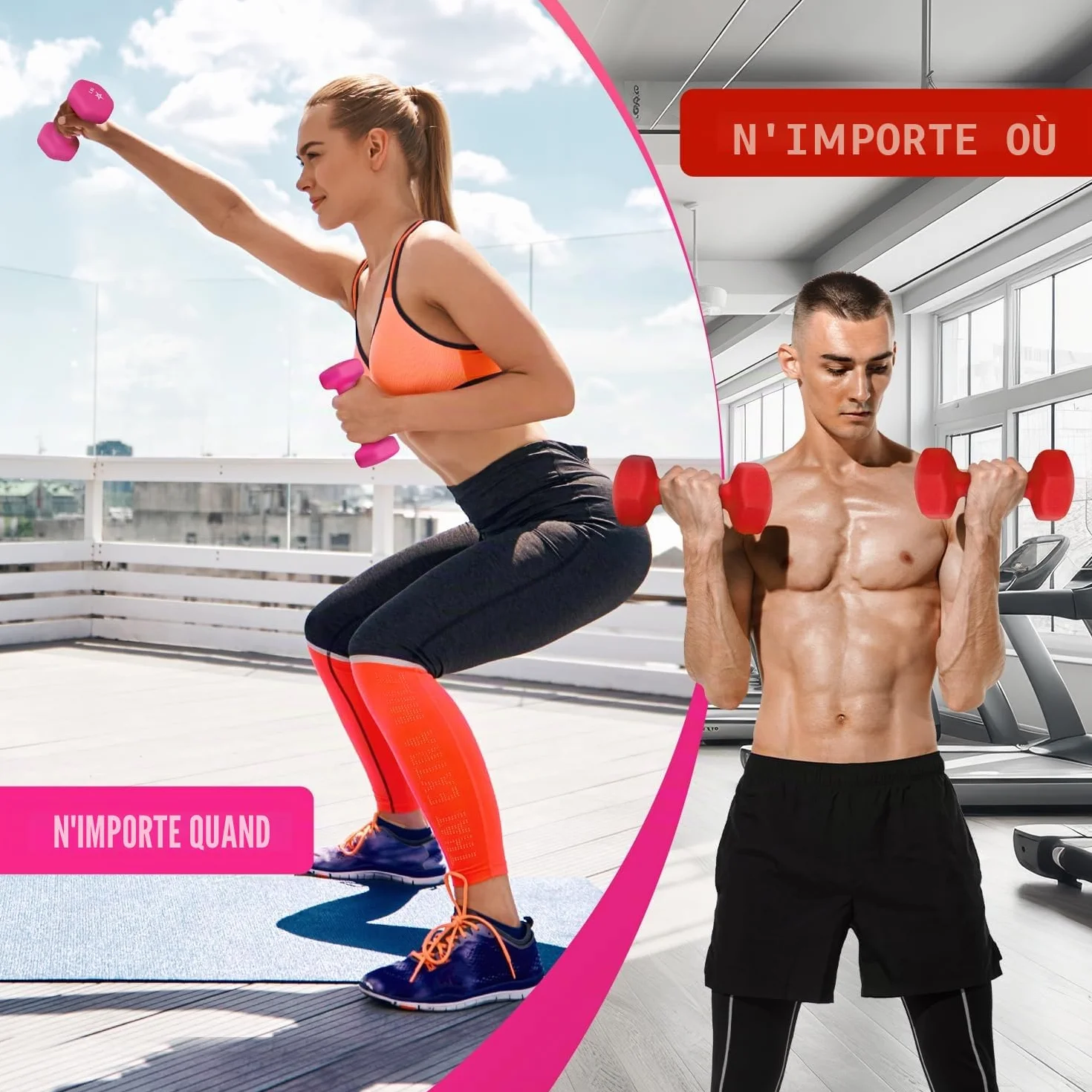 Yes4All Haltères en Néoprène Lot de 2 1-5kg pour Musculation Fitness