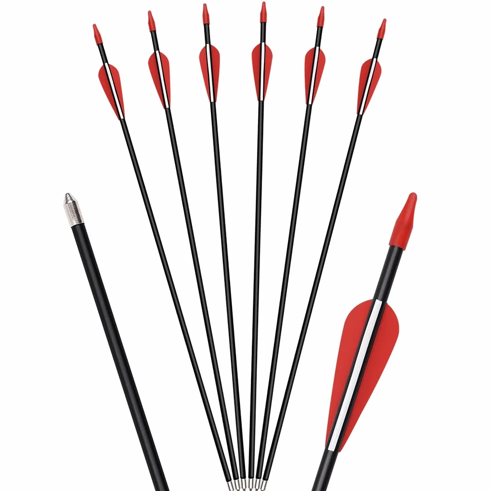 Flèches en Fibre de Verre 28-32 Pouces pour Enfants Arc de Sport Tir à l'Arc Jeu de Flèches