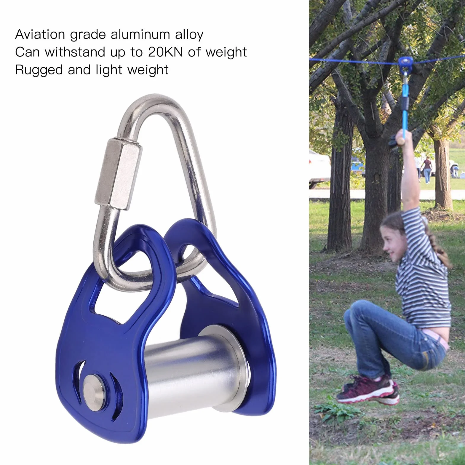 Poulie Slackline en Alliage d'Aluminium pour Enfants et Adultes, Tyrolienne de Sport en Plein Air