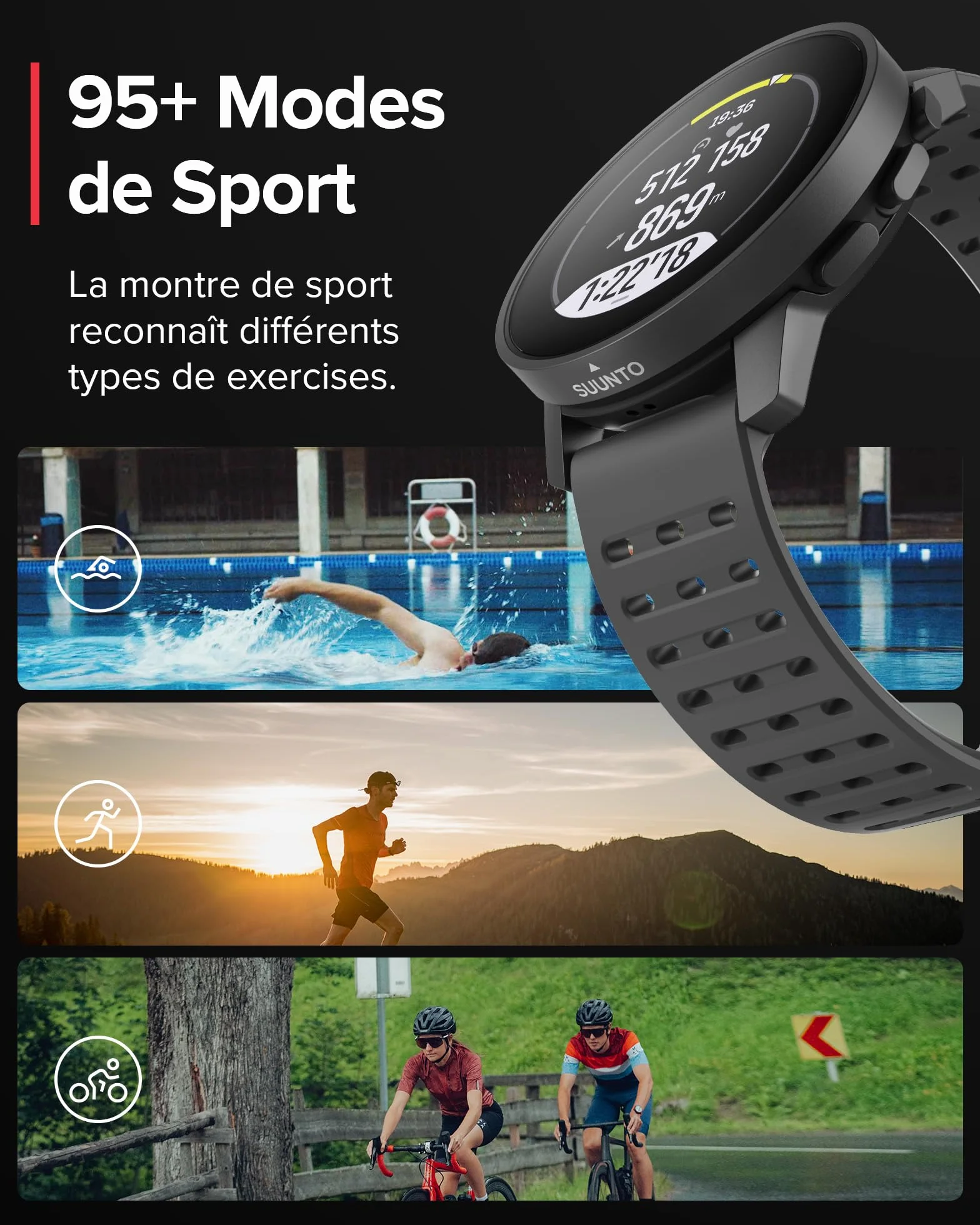 SUUNTO 9 Peak Pro Montre Sport GPS Homme Femme, Cardiofréquencemètre, Altimètre, Baromètre, 21 Jours Autonomie