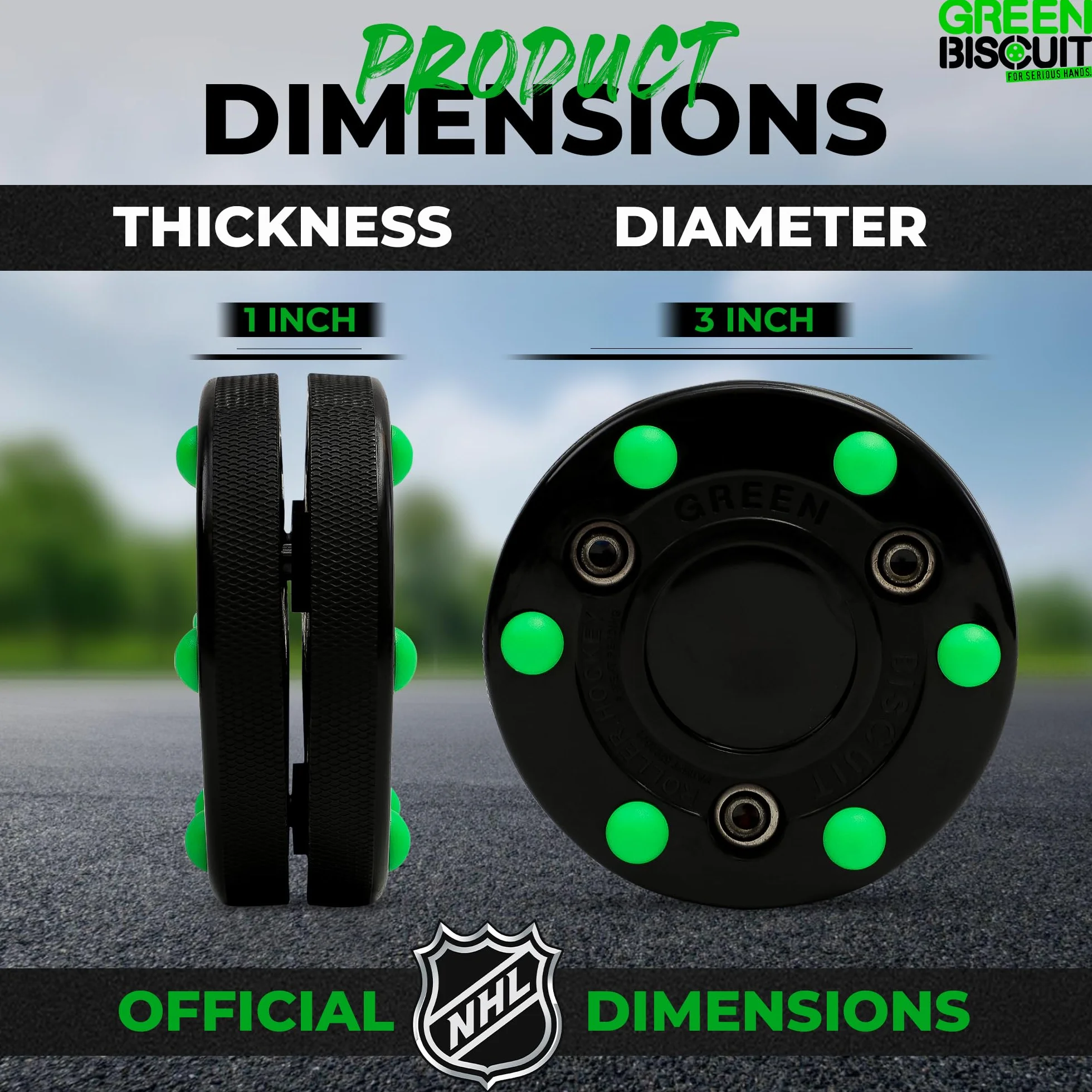 Green Biscuit Roller Hockey Puck
