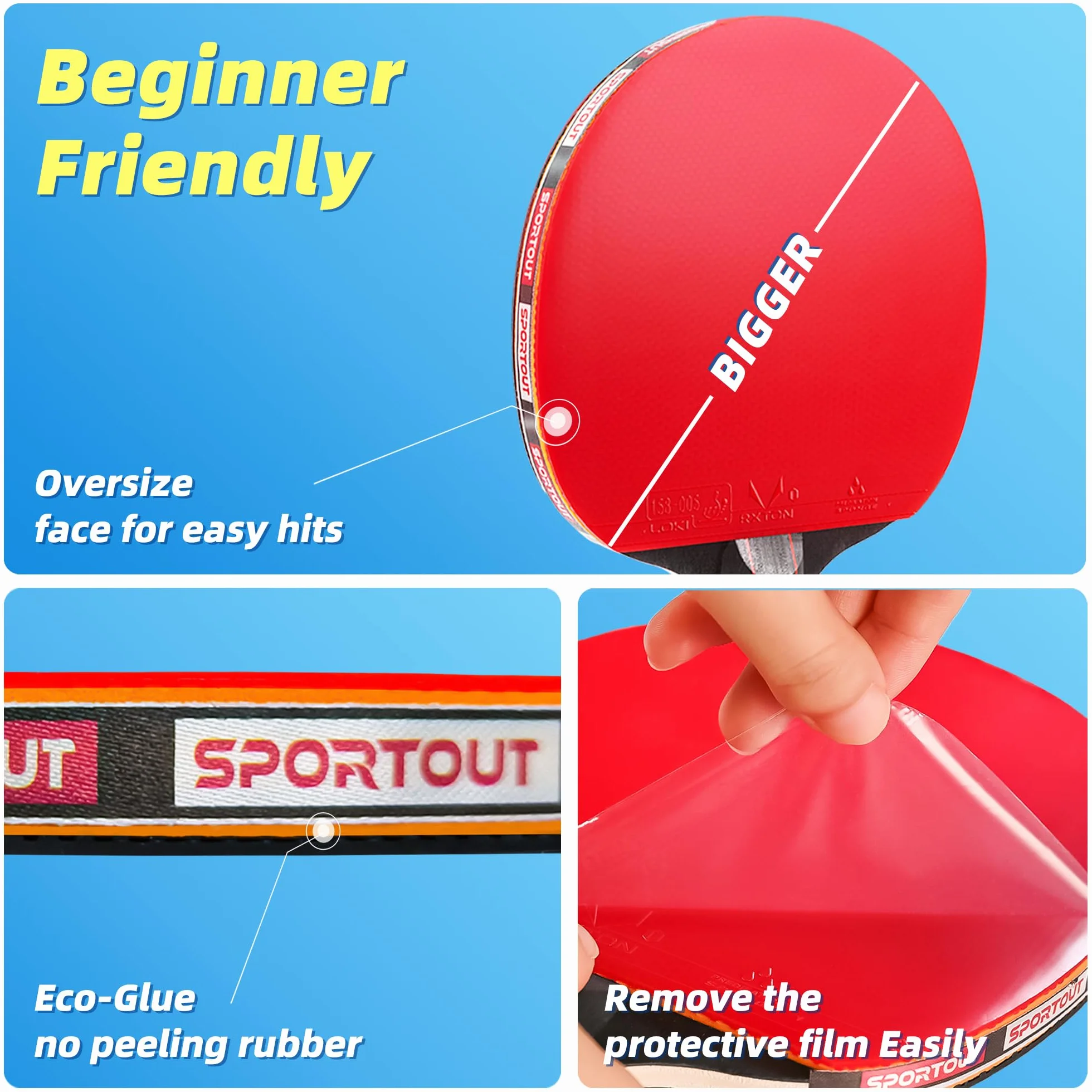 Raquettes de Ping-Pong Set Haute-Performance avec Balles 3 Étoiles et Mallette