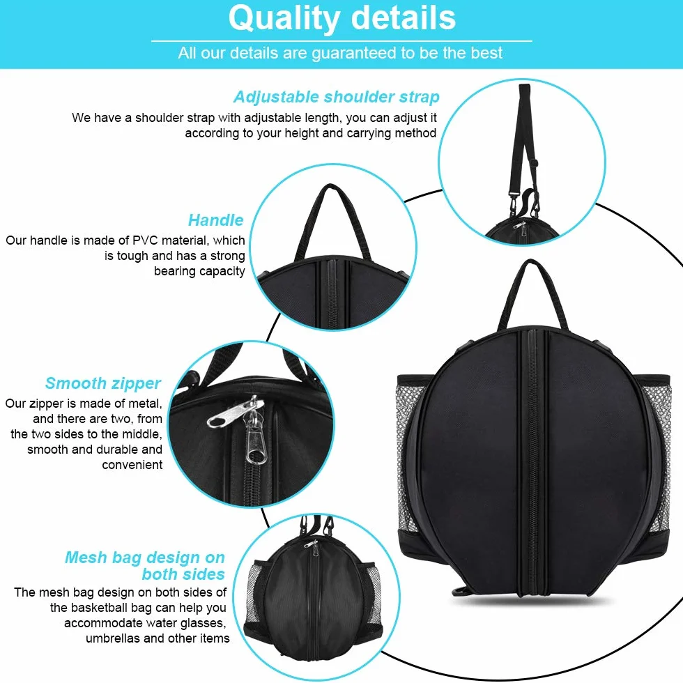 Sac pour Ballon avec Filet de Basket-Ball Étanche Sac à Bandoulière Portable Sac de Transport pour Basket-Ball Football Volley-Ball