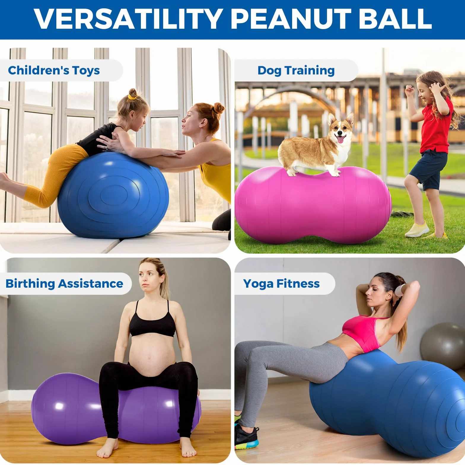 Balle de Massage DASKING Anti-Burst 90x45cm pour Yoga Pilates Physiothérapie avec Pompe à Main