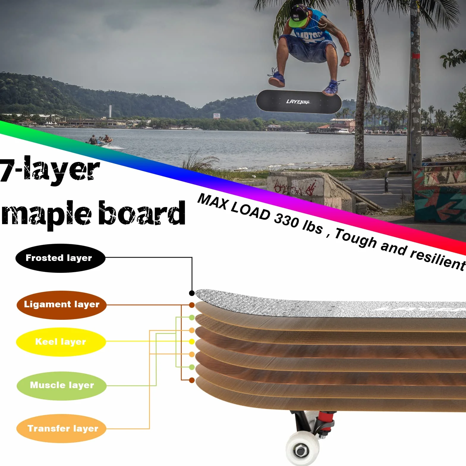 Skateboard Complet Planche Érable 9 Couches Roulement ABEC-11 Adultes Enfants Débutants Professionnels