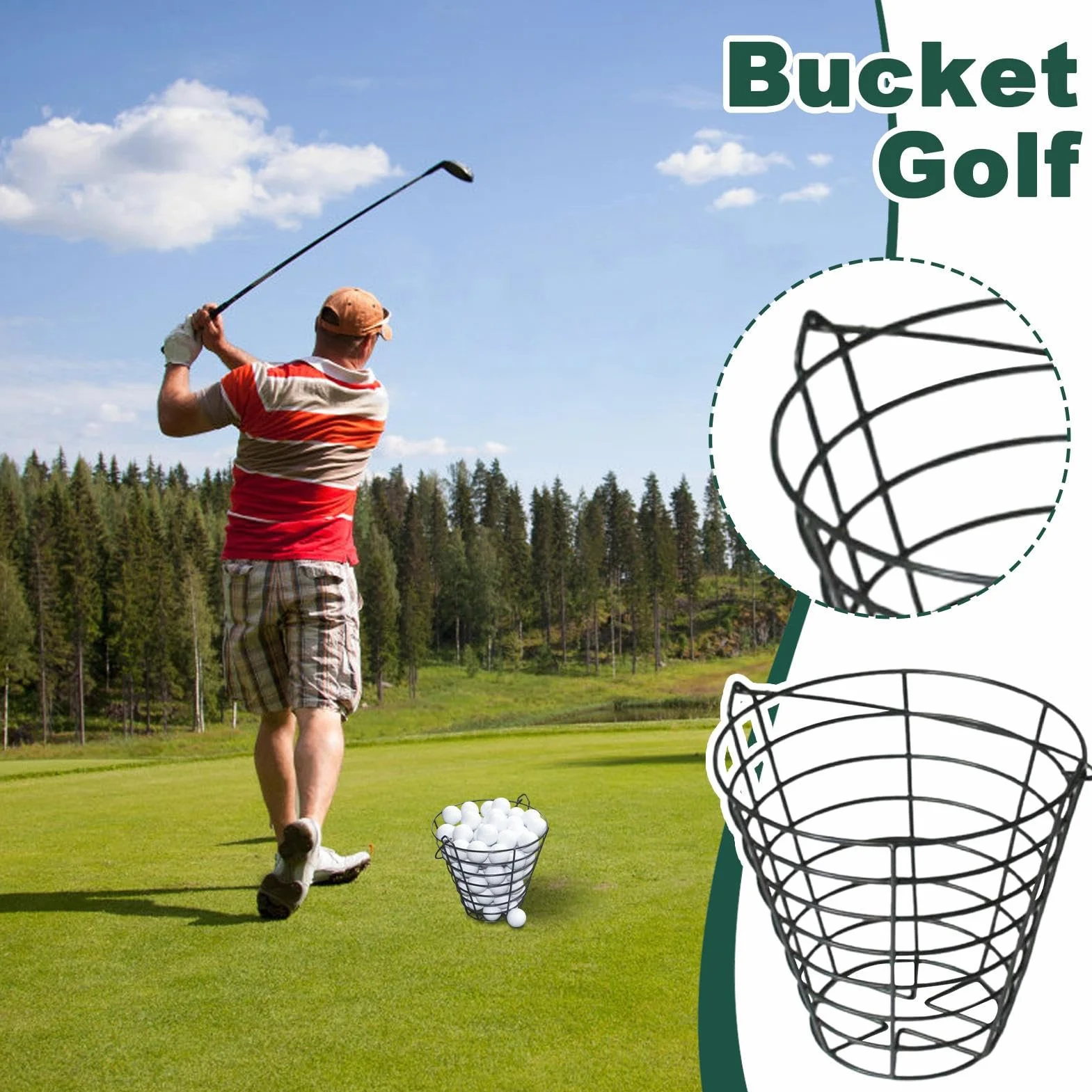 Panier de rangement de balle de golf - Seau pour 100 balles, récipient en fil, grande capacité