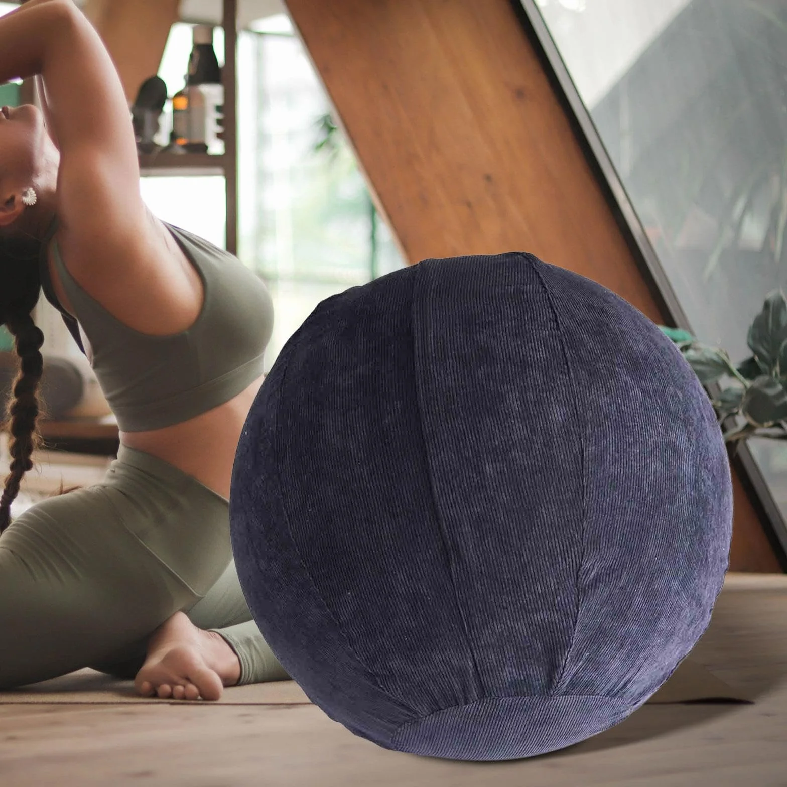 F Fityle Housse de Balle de Yoga Pilates 65cm Gris foncé avec Poignées de Transport