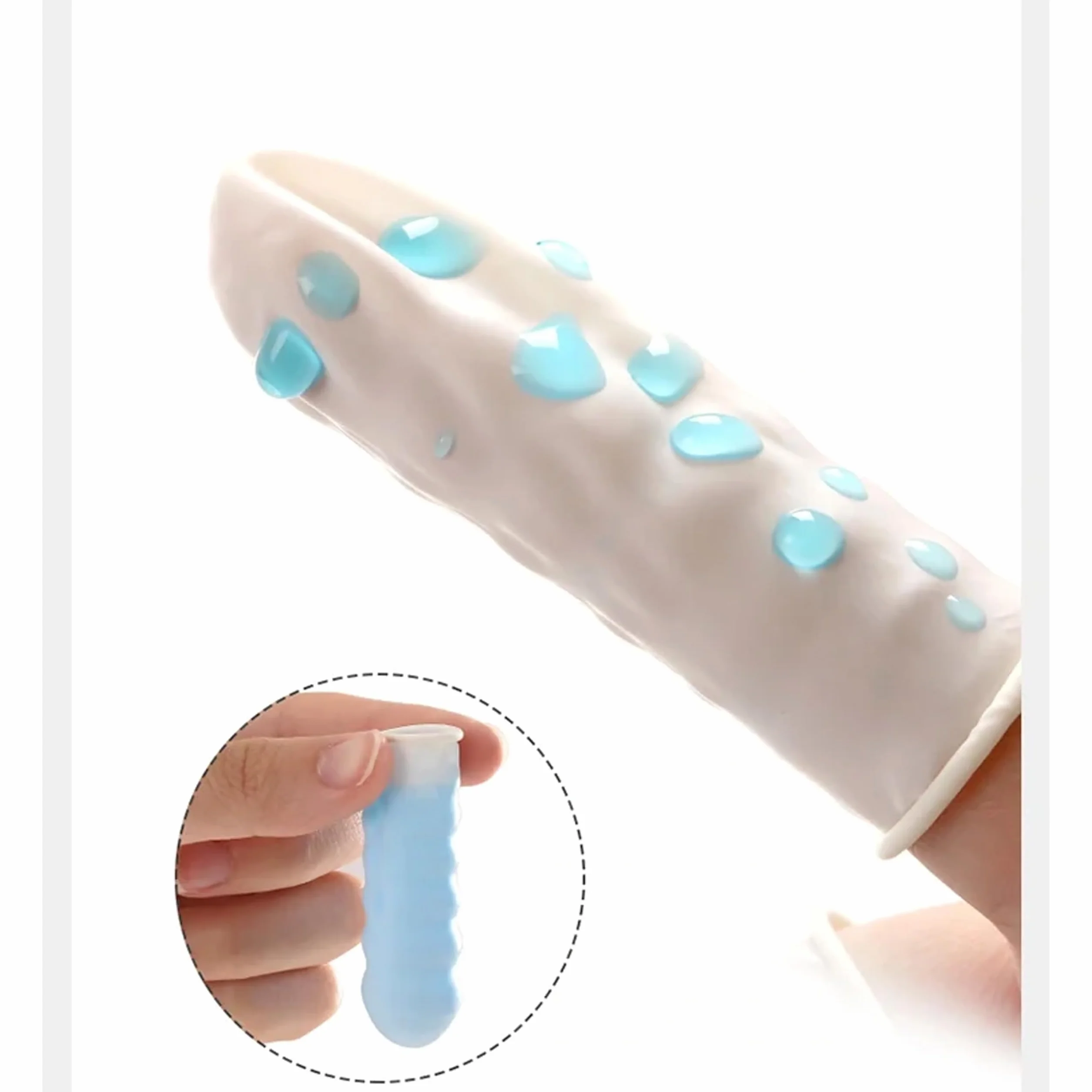 NIYATA 100pcs Silicone Finger Protectors, Latex Finger Cots, 6.5cm Anti-Slip Medical Finger Sleeves, Waterproof Oil Resistant