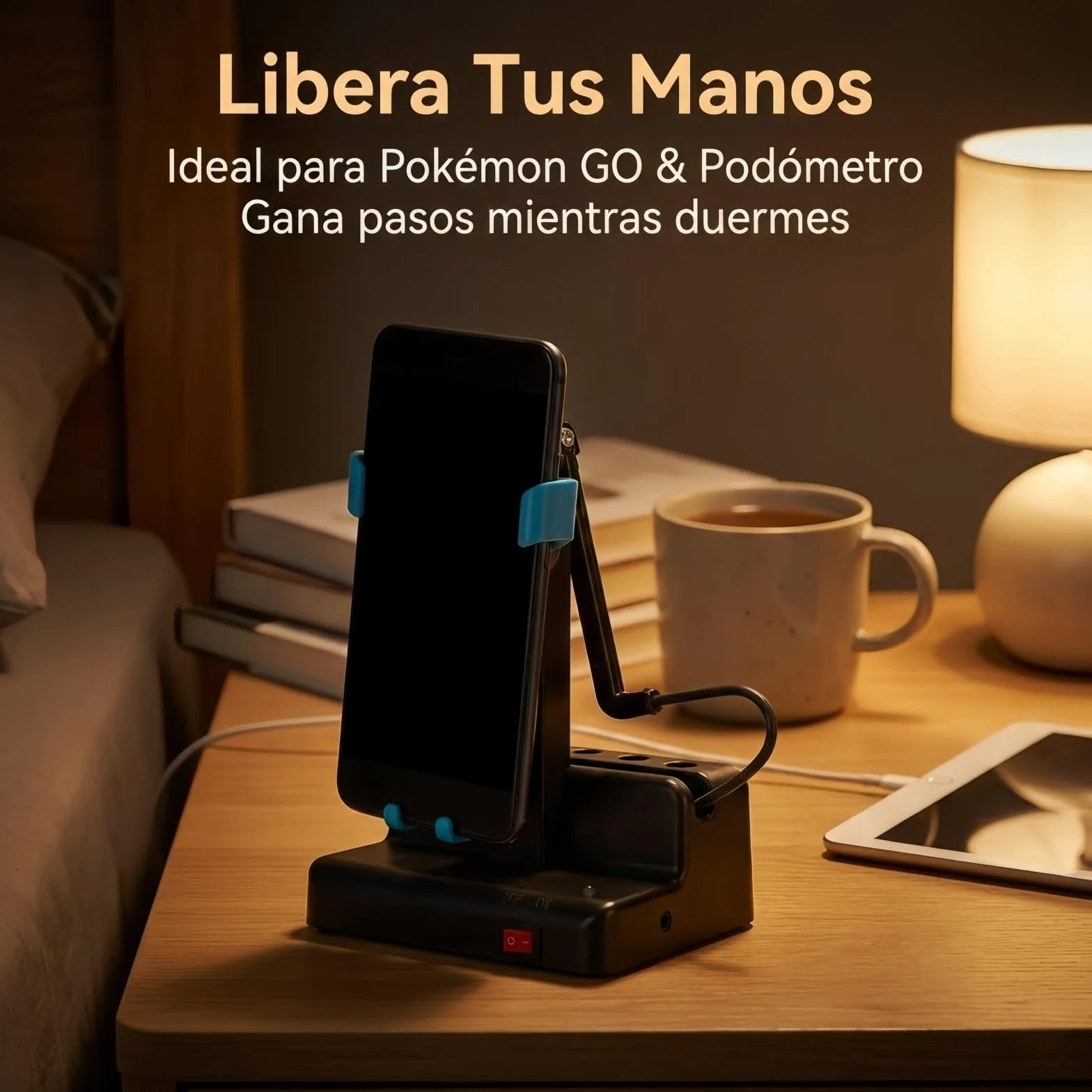 Agitateur automatique de téléphone portable podomètre bras oscillant gauche droit USB bleu ciel