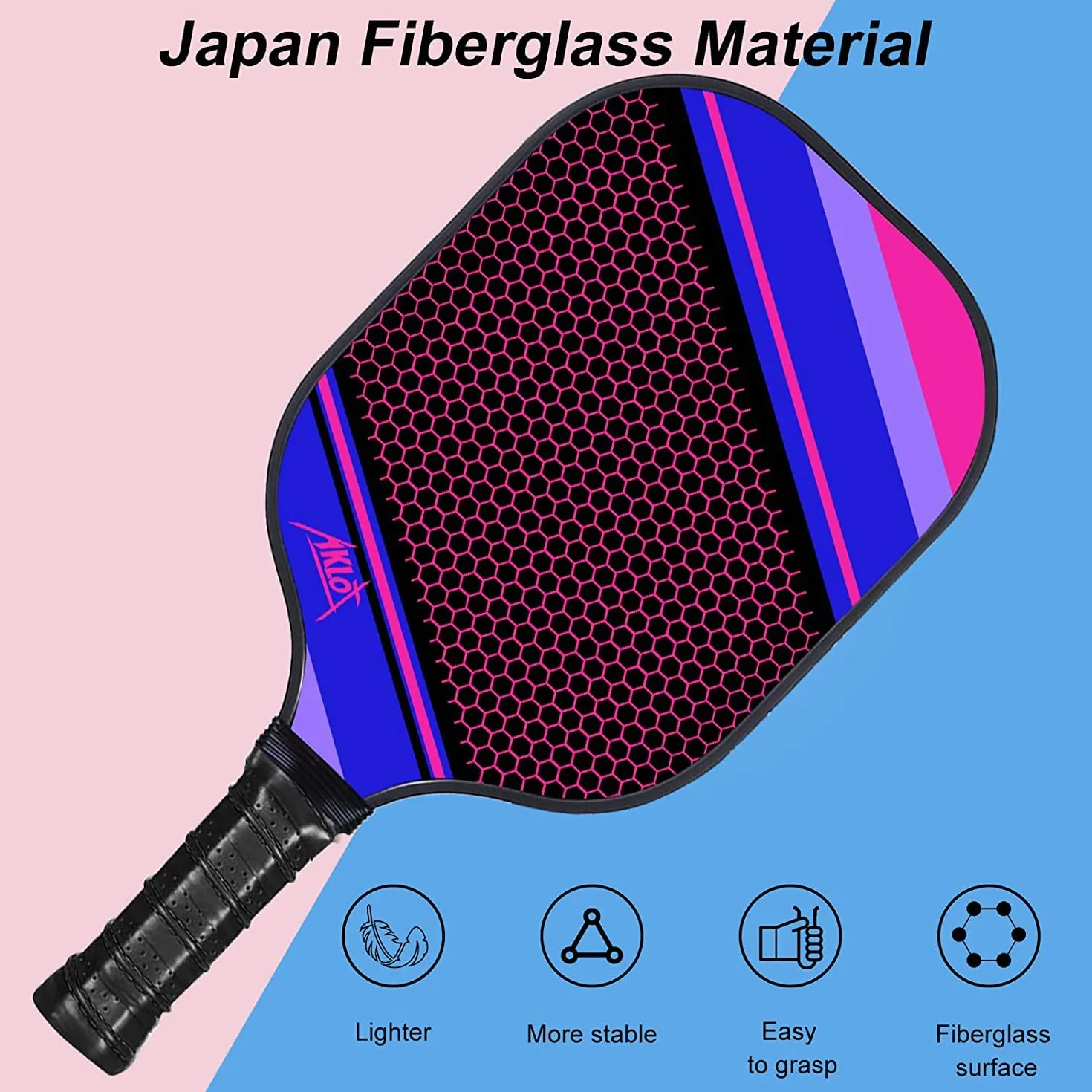 Raquette Paddle Pickleball AKLOT Fibre de Carbone 2/4 Raquettes avec 6 Balles Sac