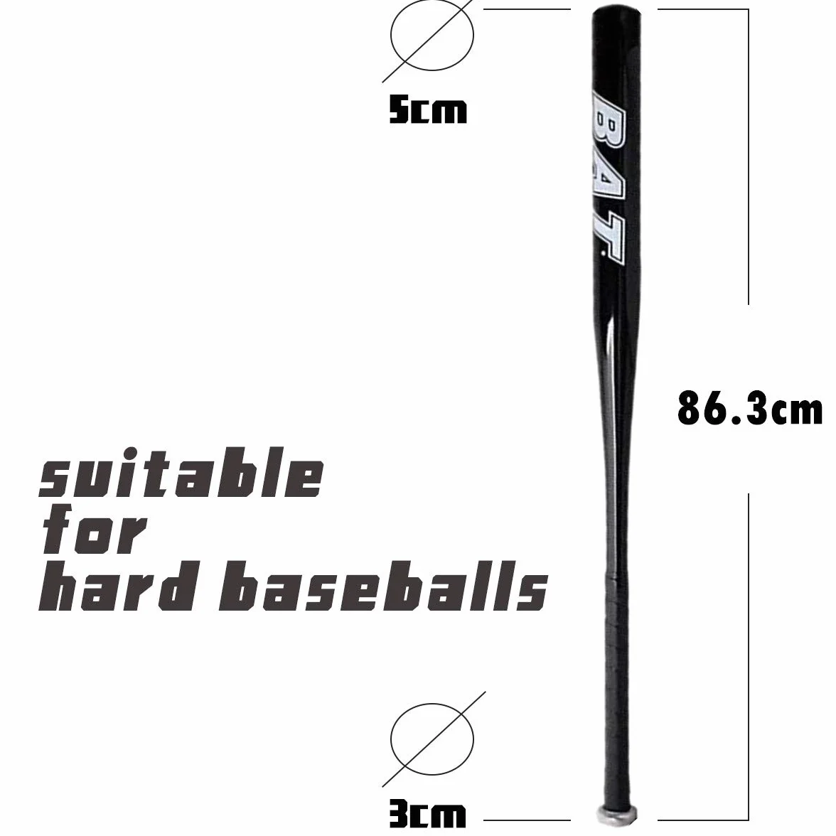 Batte de Baseball Aluminium 34 Pouces 86cm Adulte Pro Léger Noir Bleu Argent