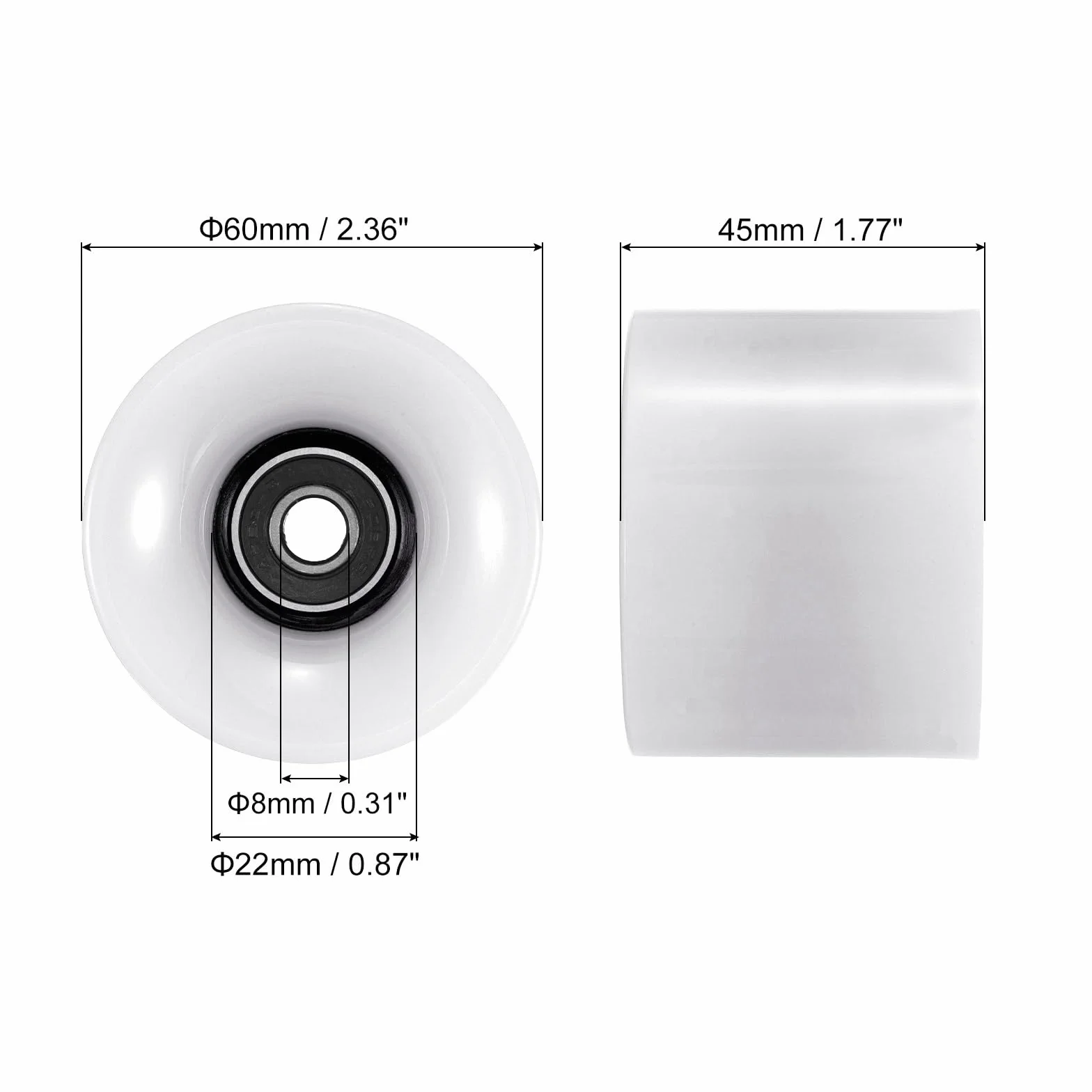 Roues de Skate Longboard 60mm 78A Polyuréthane ABEC-7 Jeu de 4