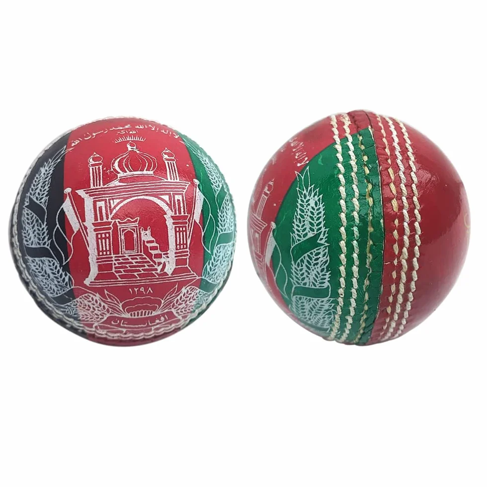 Kosma Balles de cricket en cuir cousues à la main Lot de 2 Taille standard 156 g Drapeau Afghanistan