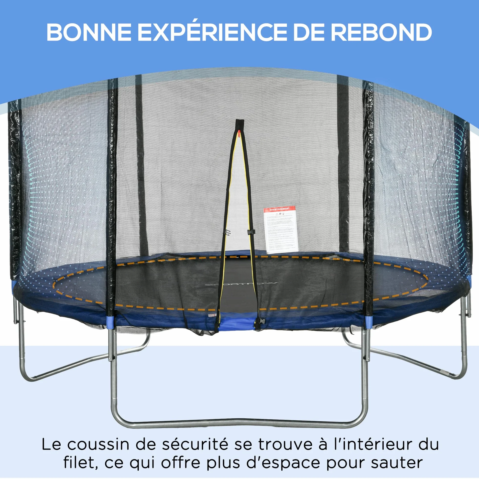 SPORTNOW Trampoline Exterieur Enfant 305cm avec Filet de Sécurité