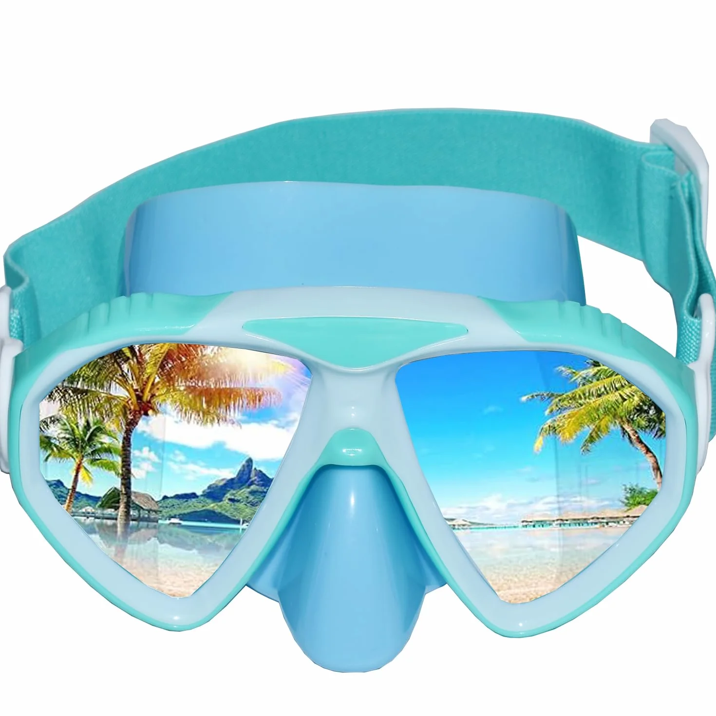 Masque de plongée pour enfants 180° panoramique bande silicone réglable anti-fuite 3-14 ans