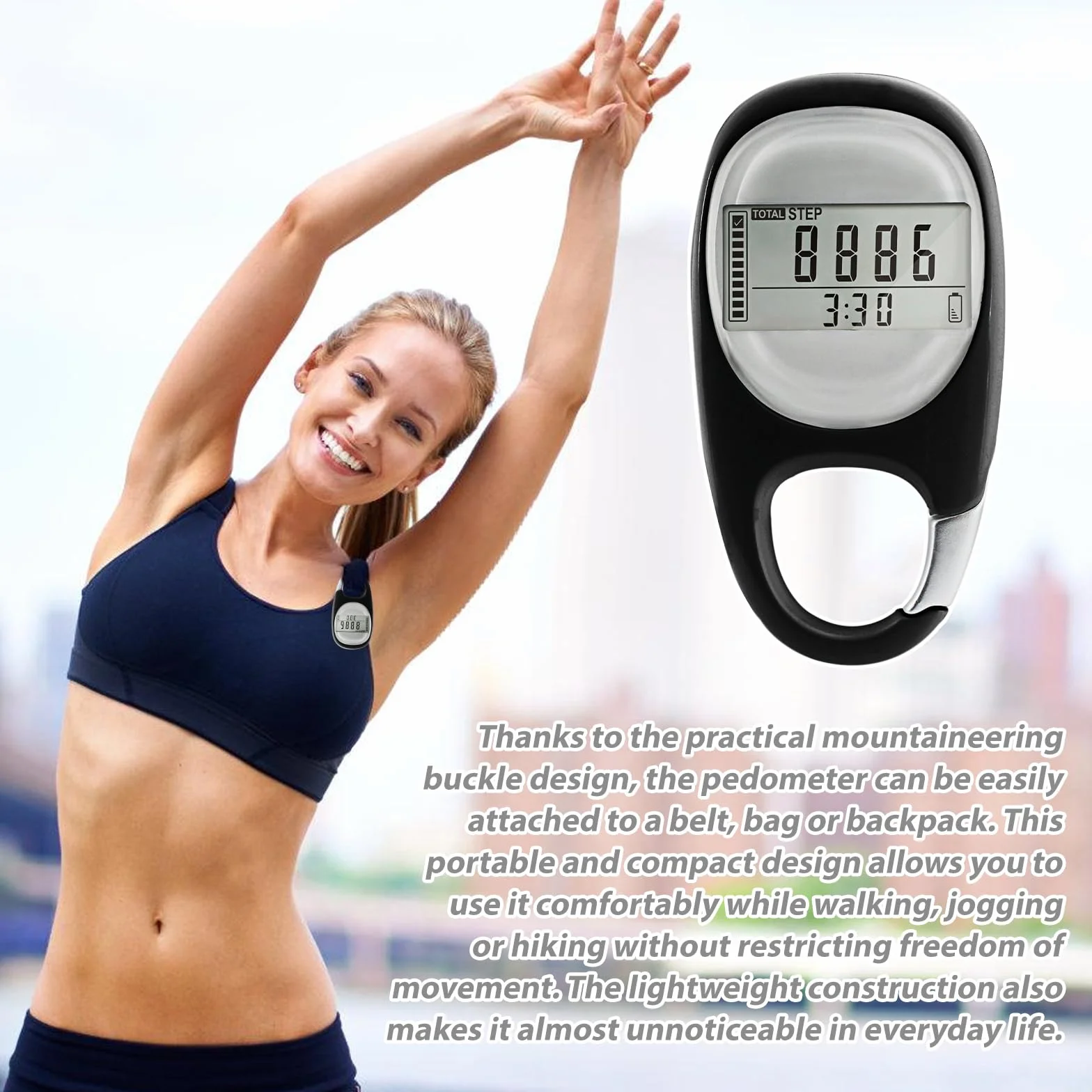 Podomètre 3D Numérique Portable avec Clip - Compteur de Calories Précis