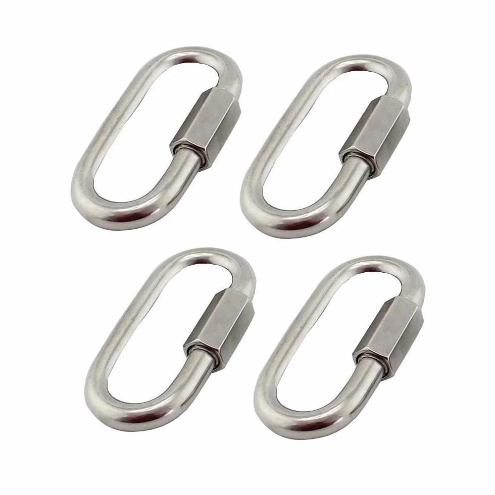 Lot de 4 Maillons Rapides M6 Acier Inoxydable 304 Mousqueton INOX Vis Ovale pour Camping Randonnée