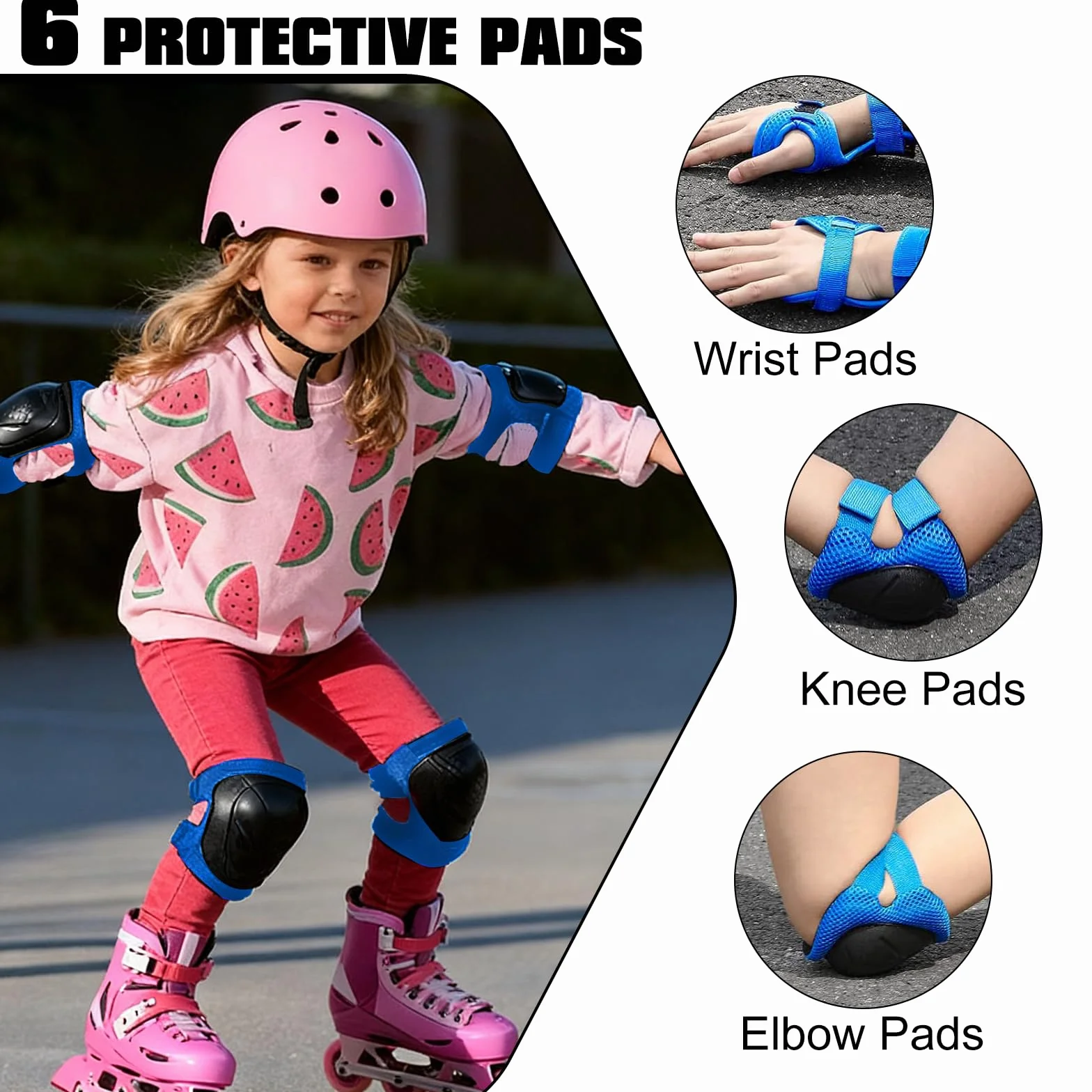 Zorplex Kit de Protection Enfant 6 en 1, Genouillères, Coudières, Protèges-Poignets pour Patin à Roulettes, Velo, Skateboard