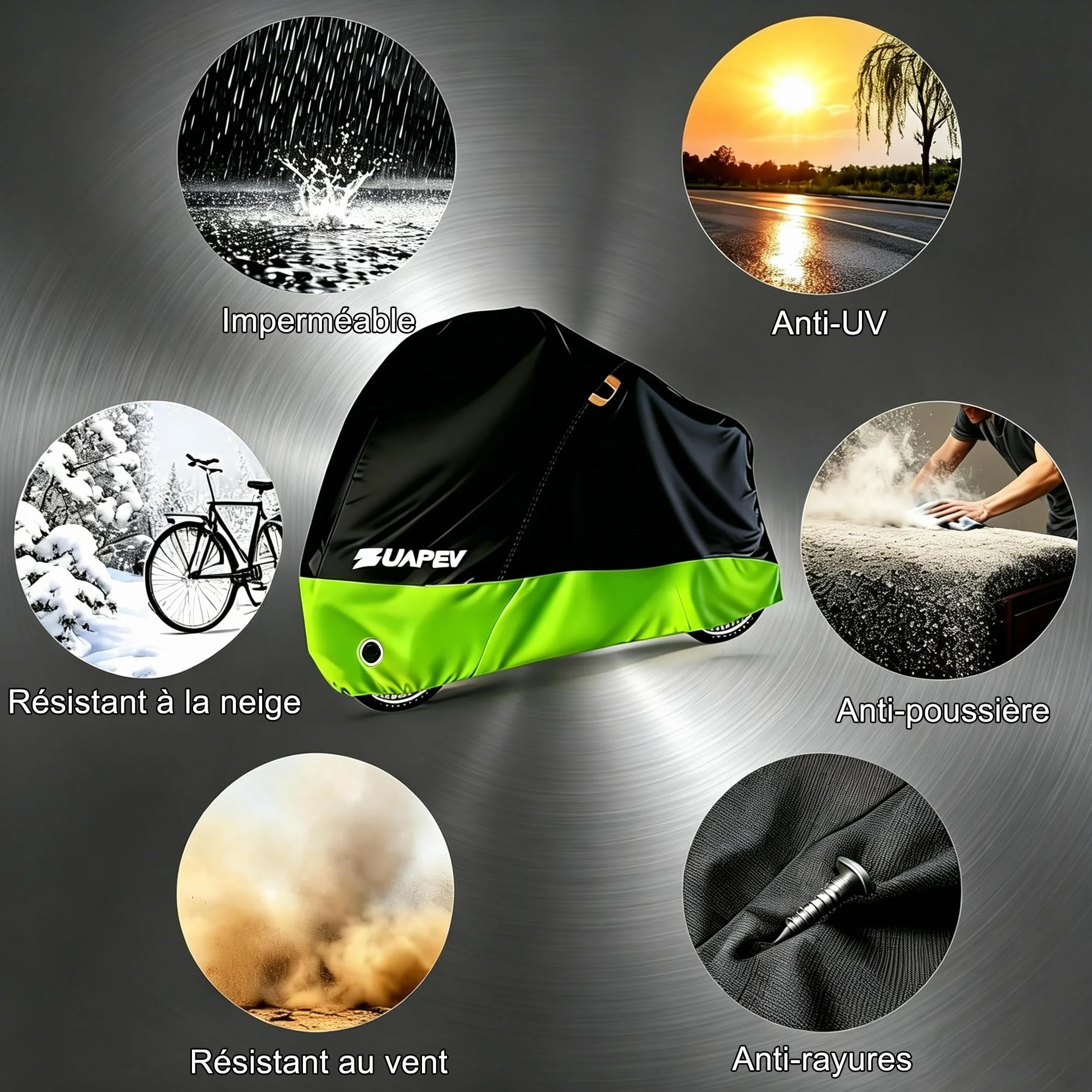 ZUAPEV Housse Velo Exterieur Impermeable 210D Bâche Protection Pluie Couverture 1 Vélo Course Route VTT Electrique Ville Enfant