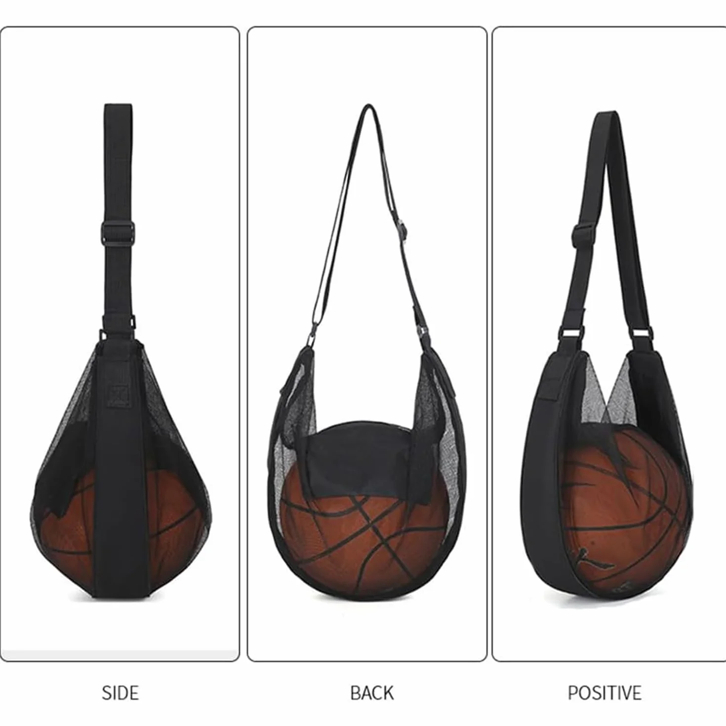 Sac de sport en maille filet WUBAYI avec mousqueton pour basket-ball football