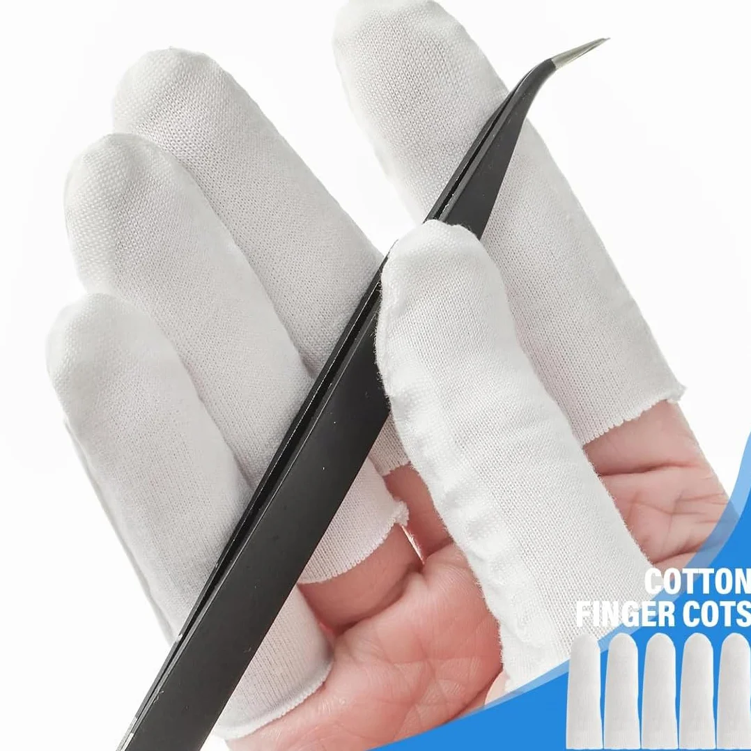 WeddHuis Lot de 50 Doigtiers Protège Doigt en Coton – Protection Doigt Main Respirante pour Eczéma et Arthrite