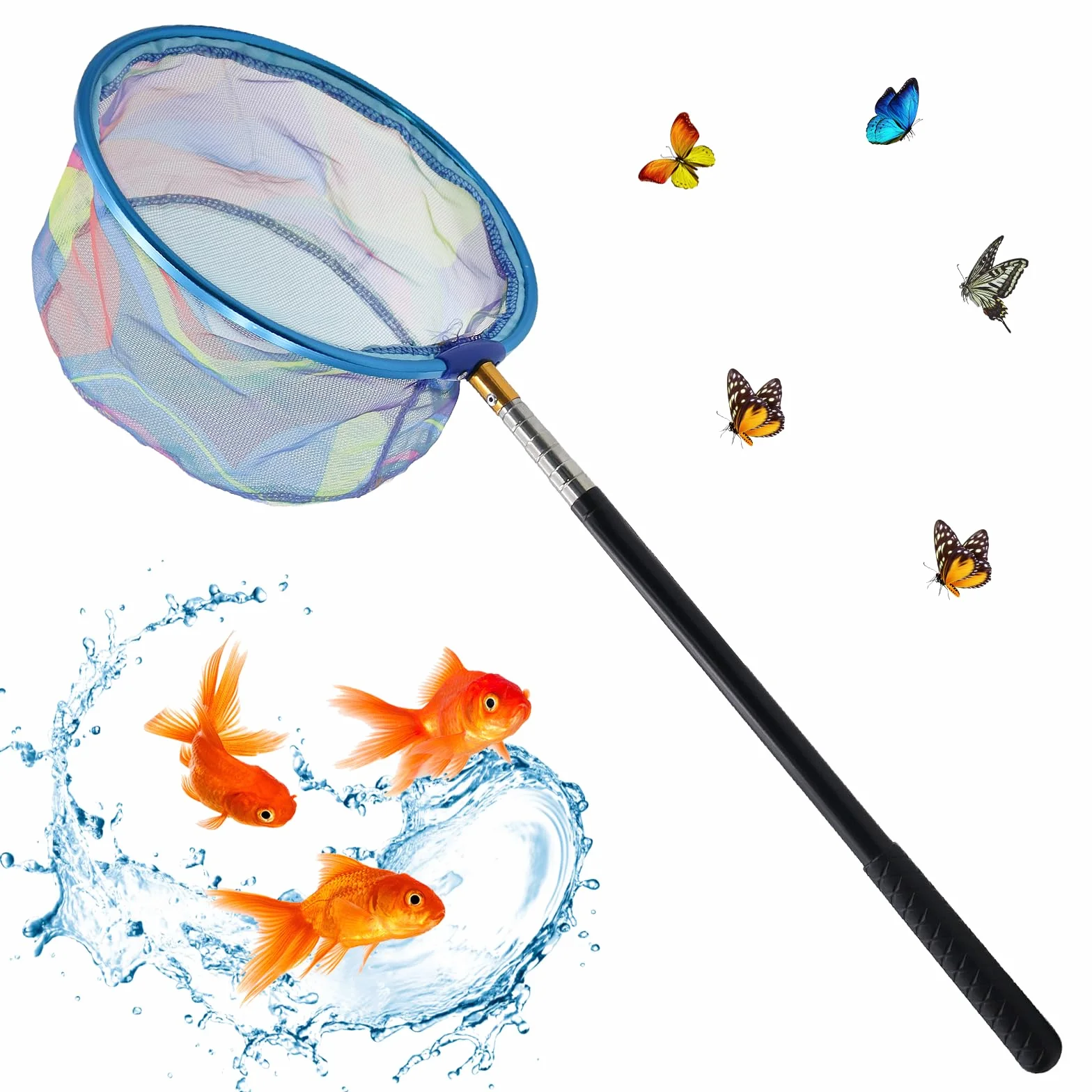 Filet Papillon 41-150 cm Filet de Pêche Extensible Epuisette Enfant avec Manche Télescopique