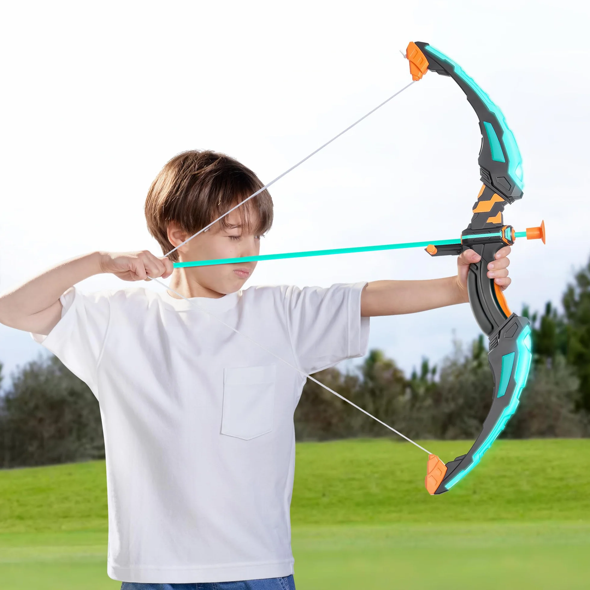 JOYIN Ensemble Arc et flèche pour Enfants - Jouets de tir à l'arc Lumineux LED avec flèches Ventouse, Cible