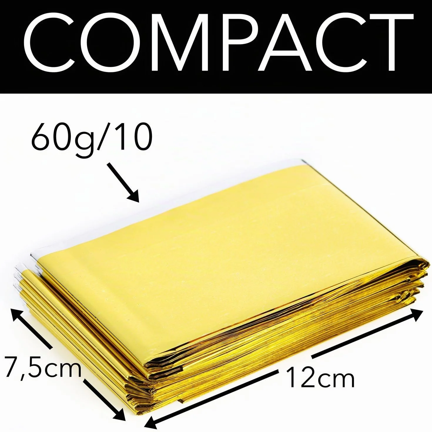 Takit Couverture de Survie Réutilisable Extra Large 210x160cm Imperméable Mylar Camping Randonnée Premiers Soins Or Gris