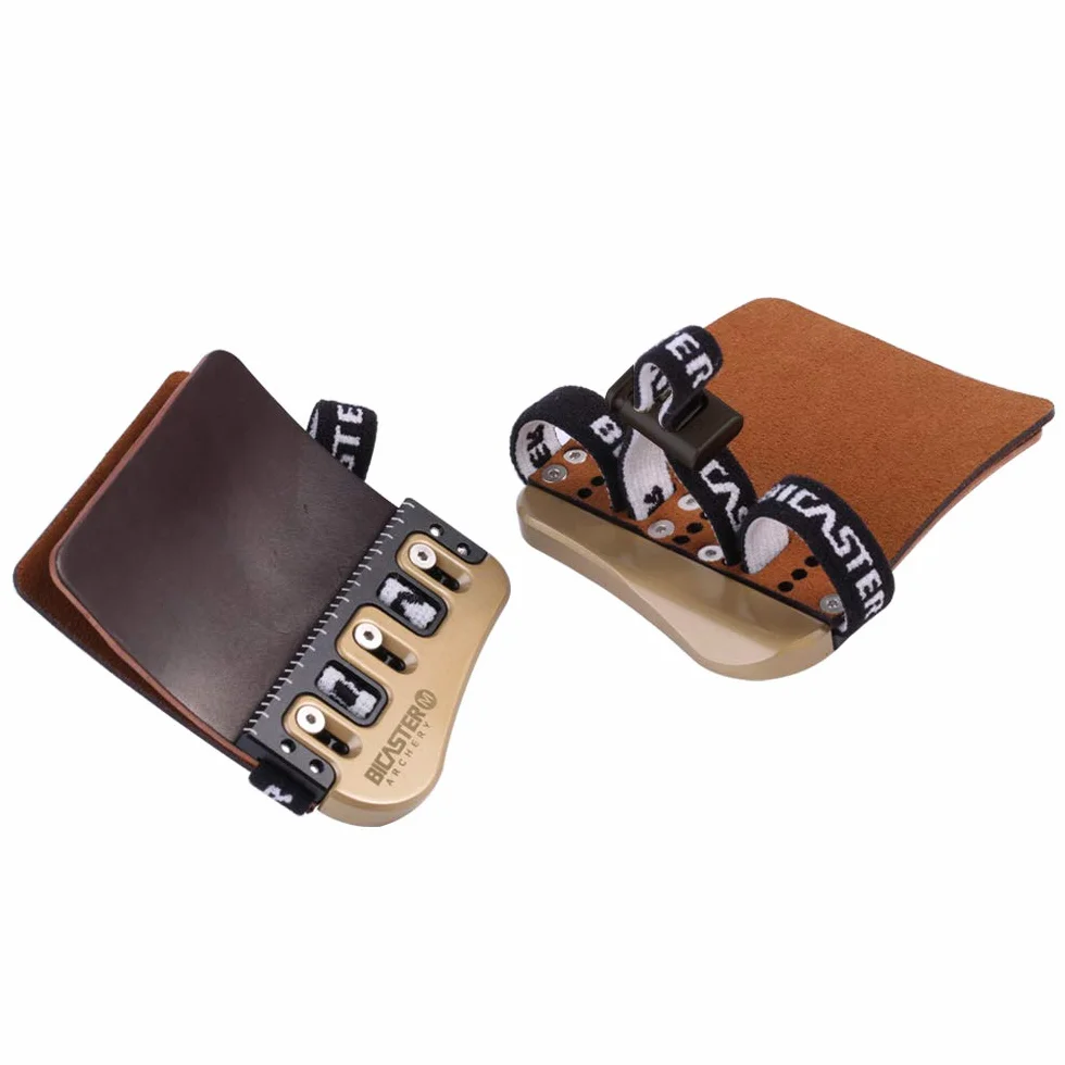 BICASTER Barebow Horween Cordovan Cuir Laiton Protège-Doigts Tir à l'Arc Main Droite