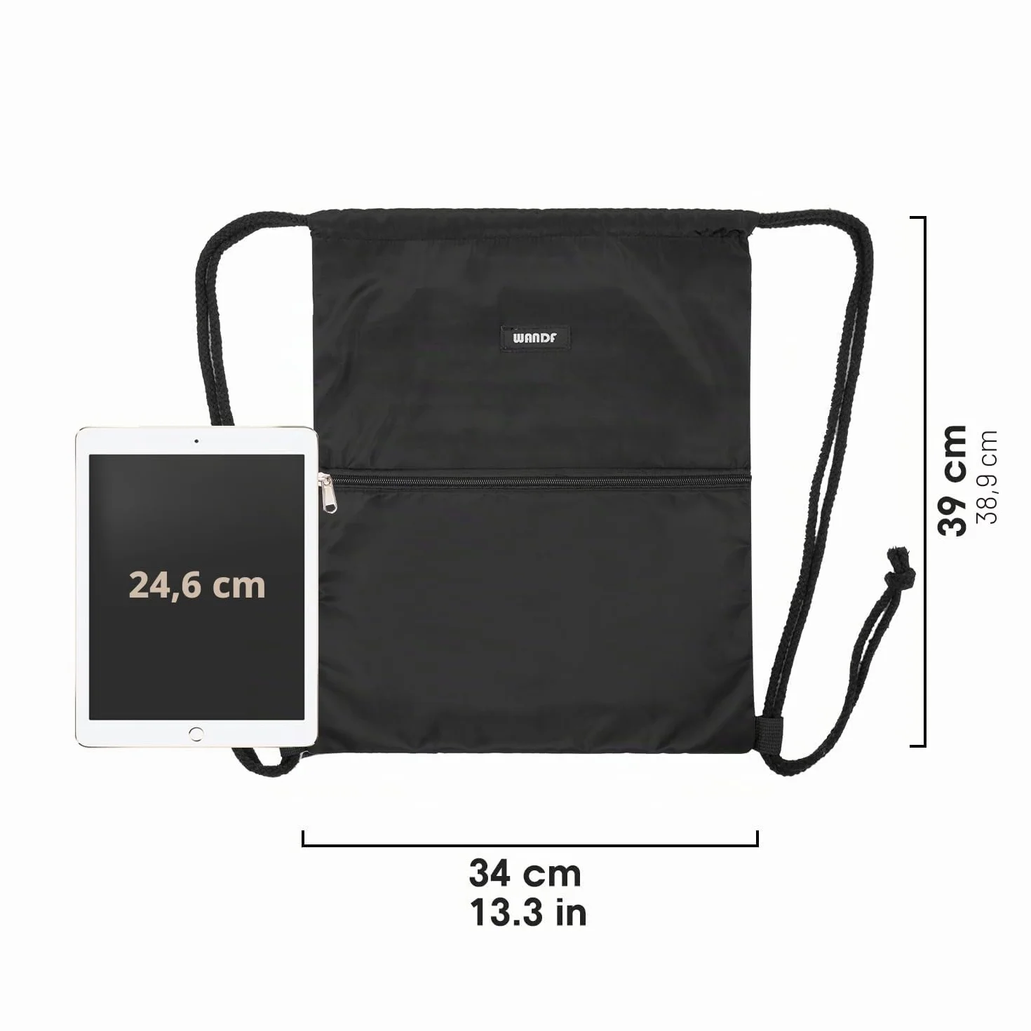 WANDF Sac de Sport à Dos avec Poche Extérieure Cordon Réglable