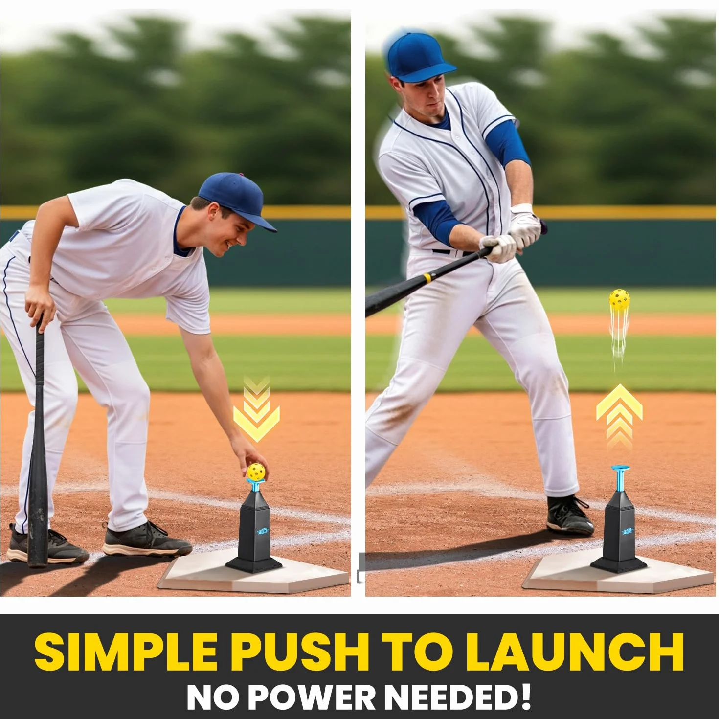 Machine à lancer portable baseball softball 101,6 cm 12 balles pratique swing équipement entraînement