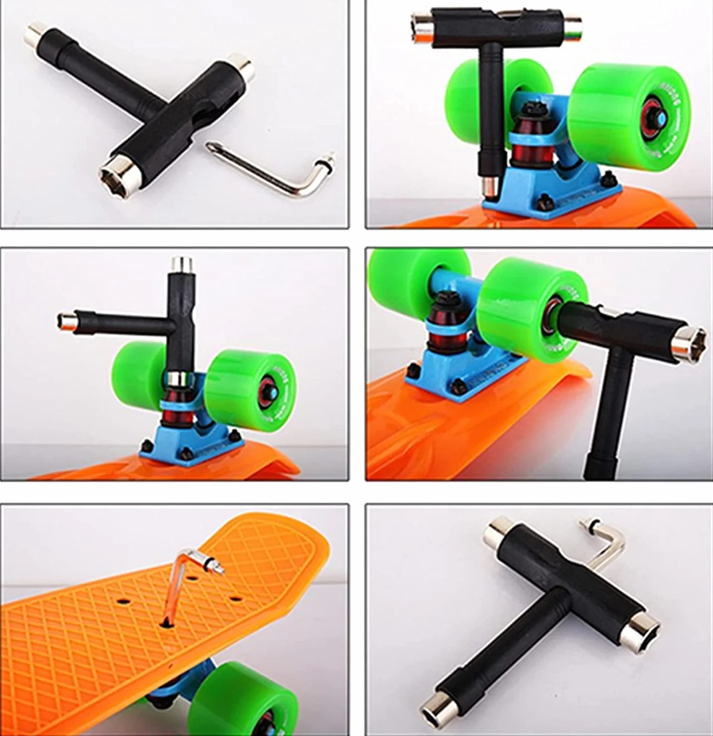 Deecam Outil de Skateboard Multifonction en Forme de T avec Clé Allen et Tournevis Cruciforme