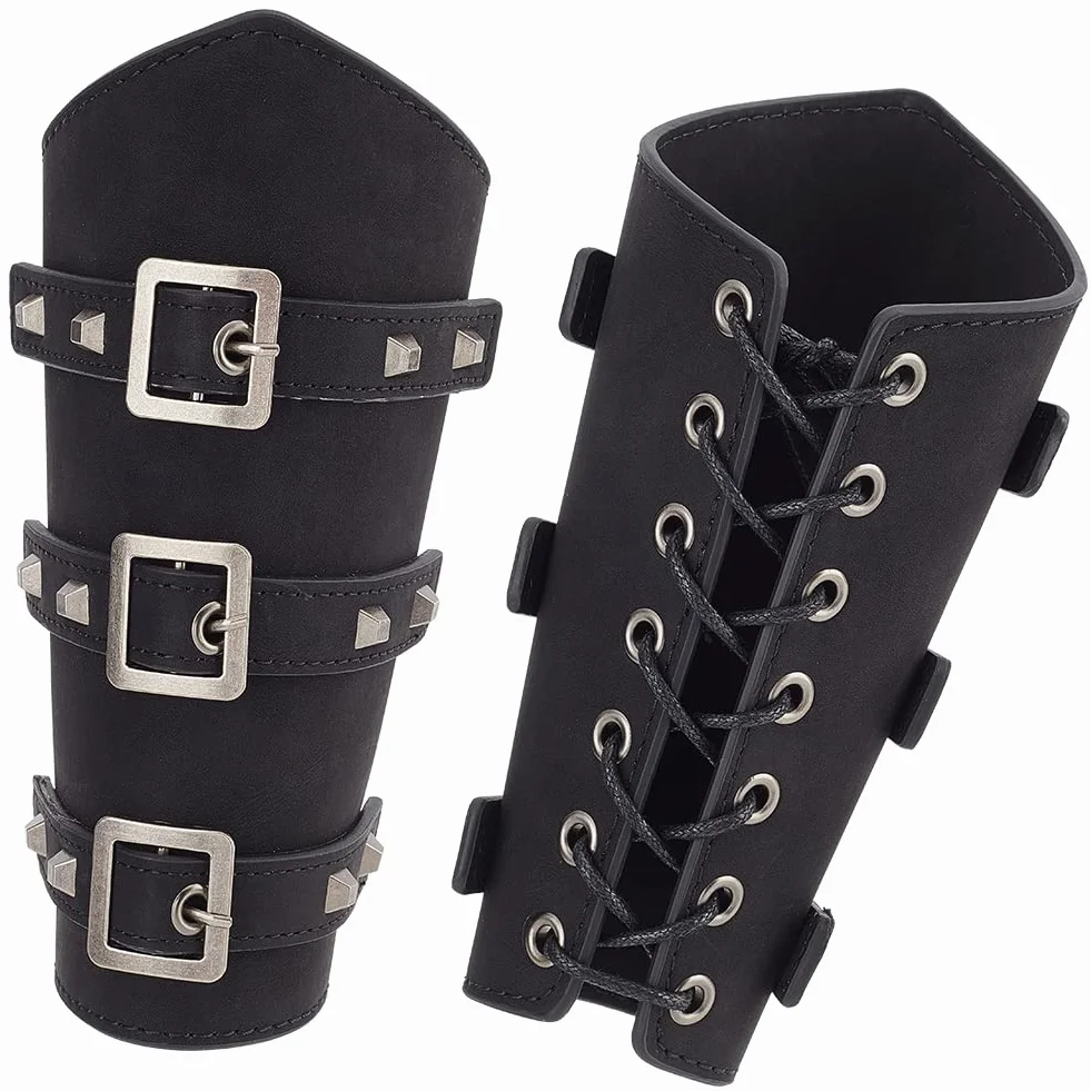 nbeads 2 Jeu Protège-Bras en Similicuir pour Adultes 19.5x23.8x1.5cm Médiévale Brassards Halloween Cosplay Noir