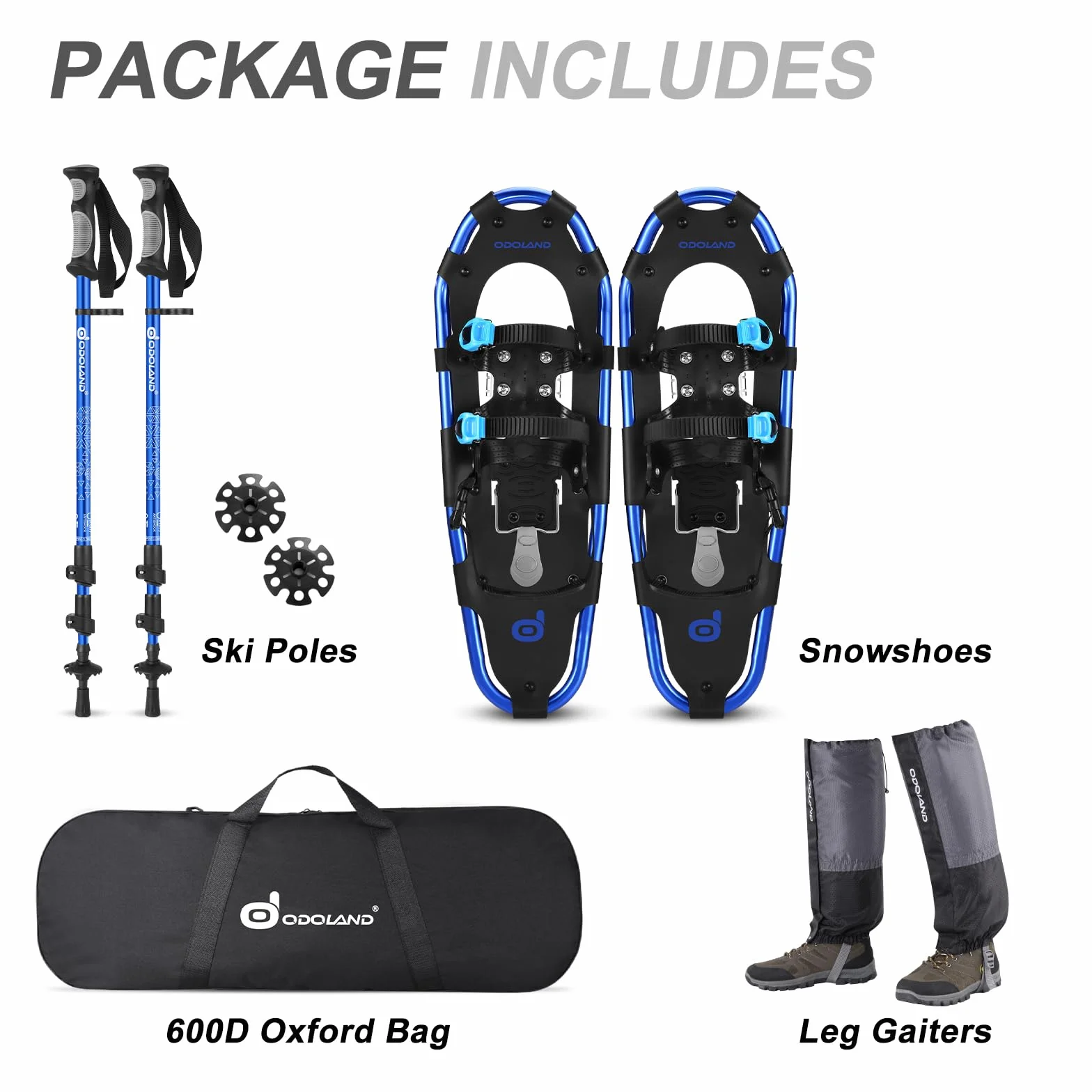 Odoland Ensemble de Chaussures de Neige 4 en 1 Hommes Femmes Imperméable Taille 54 cm 63 cm 76 cm