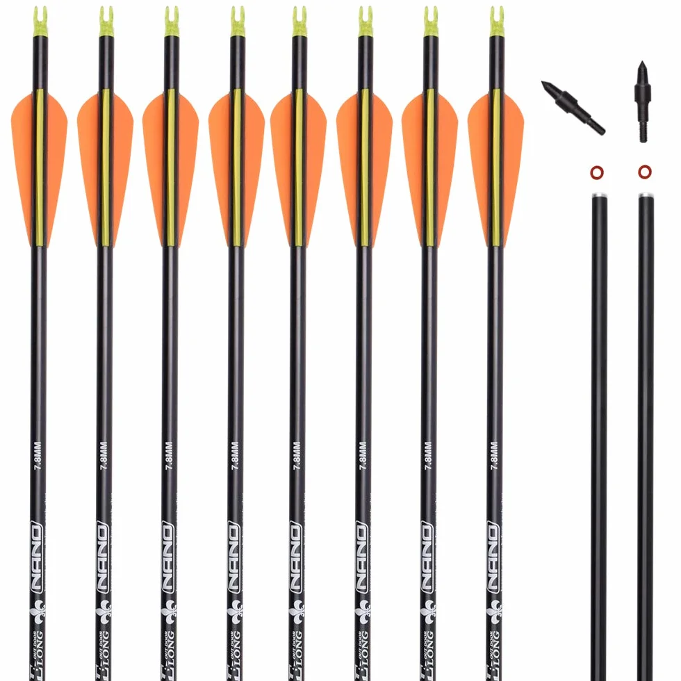 Flèches de Chasse en Carbone 100 Grains Pointes Amovibles pour Tir à l'Arc Composé Classique Traditionnel Lot de 6/12
