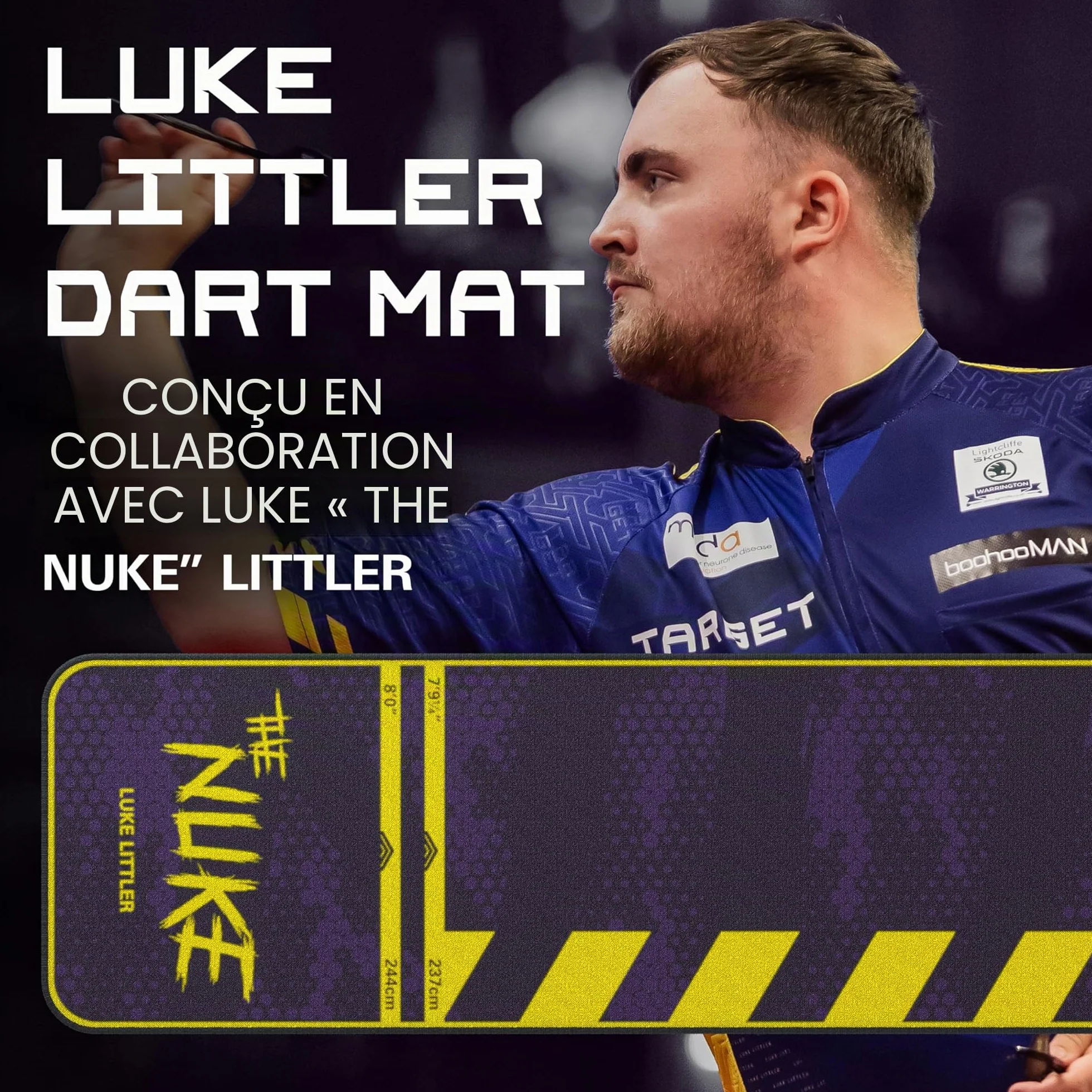 Target Darts Luke Littler The Nuke Tapis de fléchettes antidérapant avec Pointe Souple et Acier