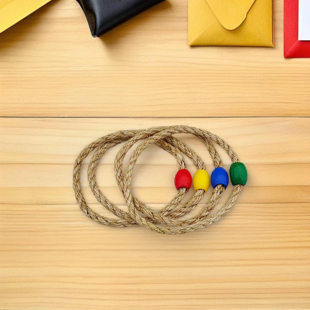 UPKOCH Jeu de Lancer d'Anneaux en Corde Naturelle 8 Pièces pour Enfants Activité Extérieure Coordination Main-Œil