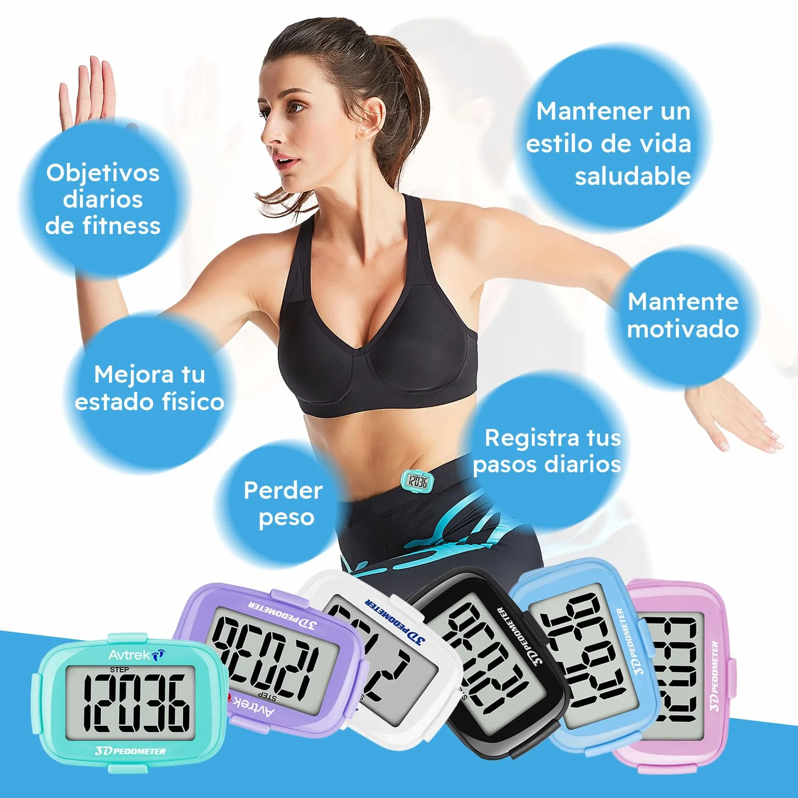 AVTREK Podomètre 3D Mini podomètre sans application sans Bluetooth pour marcher ou courir randonnée