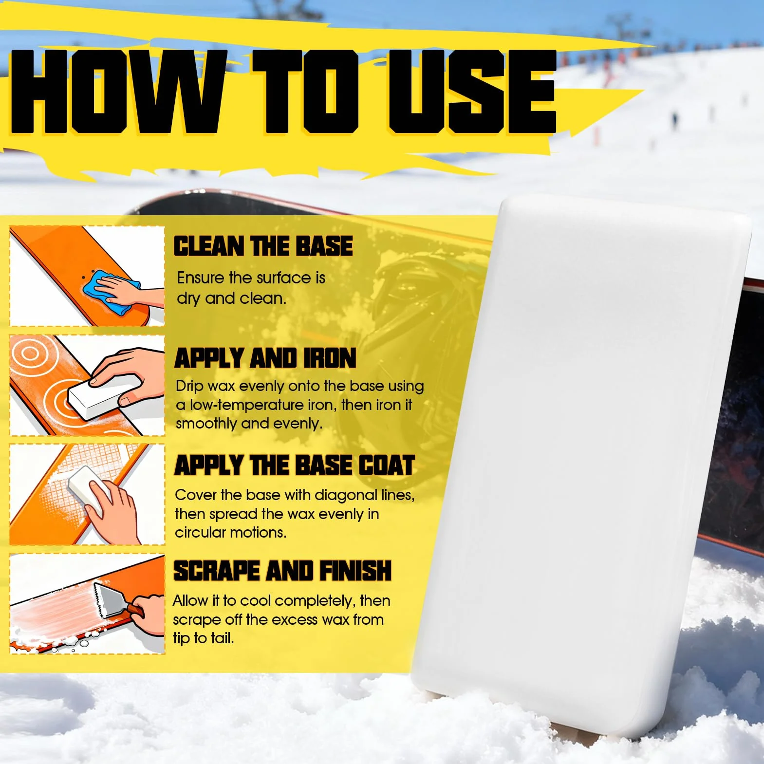 Cire de Ski Universelle 100g pour Ski Alpin, Ski de Fond & Snowboard - Fartage, Entretien, Glisse