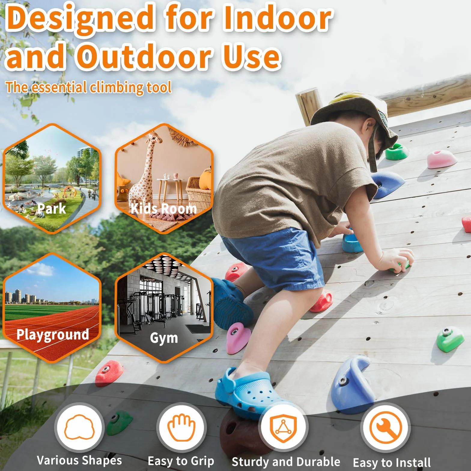 CIMOYBAI 32 Pièces Prises d'escalade, Pierres d'escalade Enfants, Mur d'escalade pour Tour de Jeux