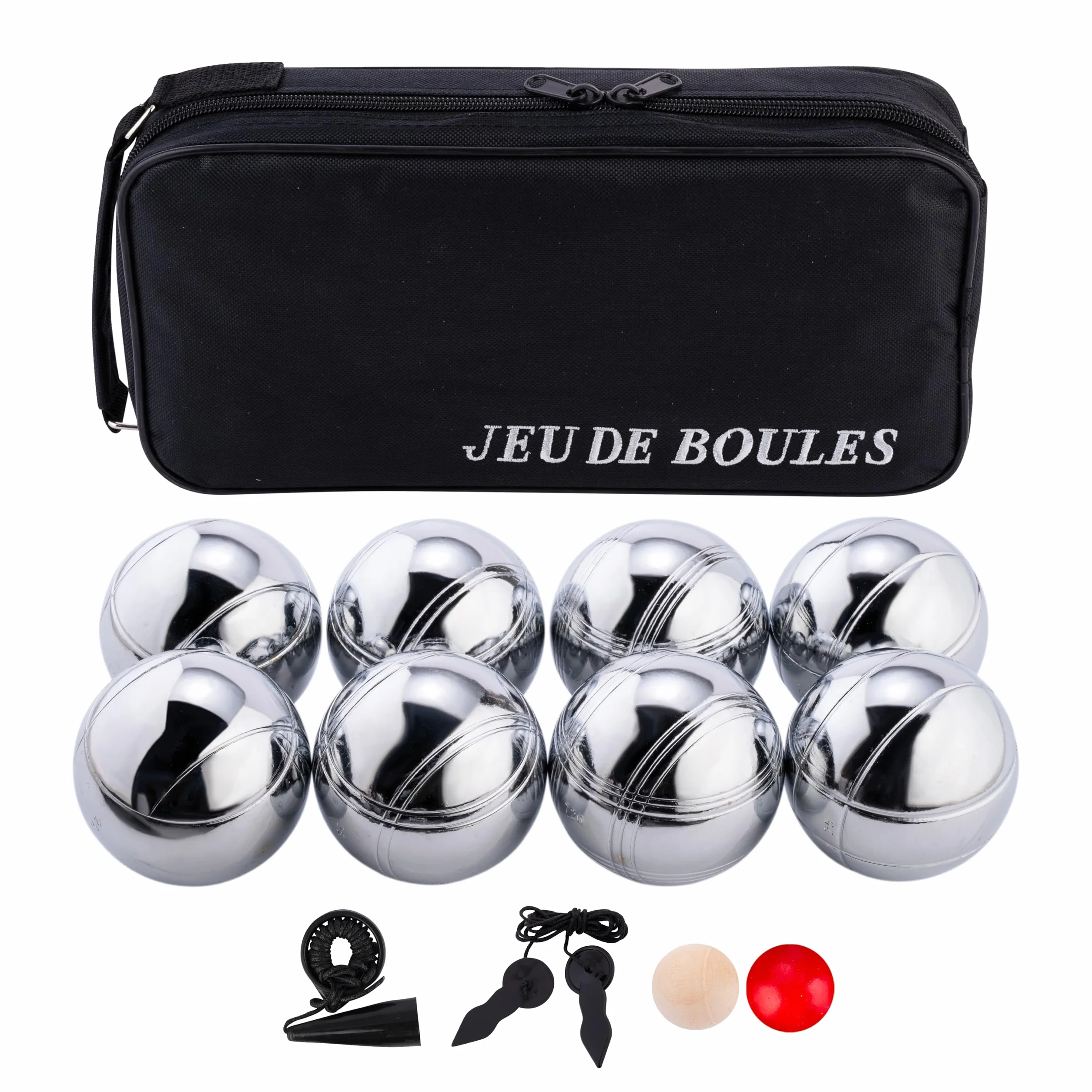 Engelhart Boules de Pétanque 8 Boules 74 mm 720 g Métal avec Sacoche et Accessoires
