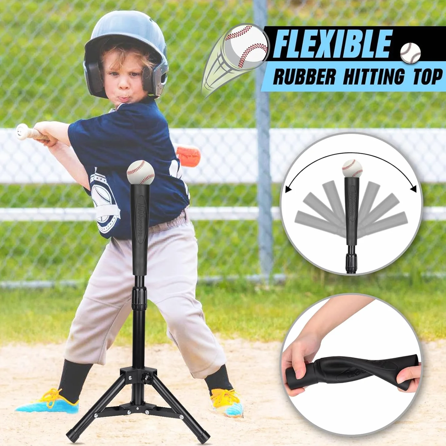 Hikeen Baseball & Softball Batting Tee Réglable en Hauteur pour Entraînement Batteur Débutant