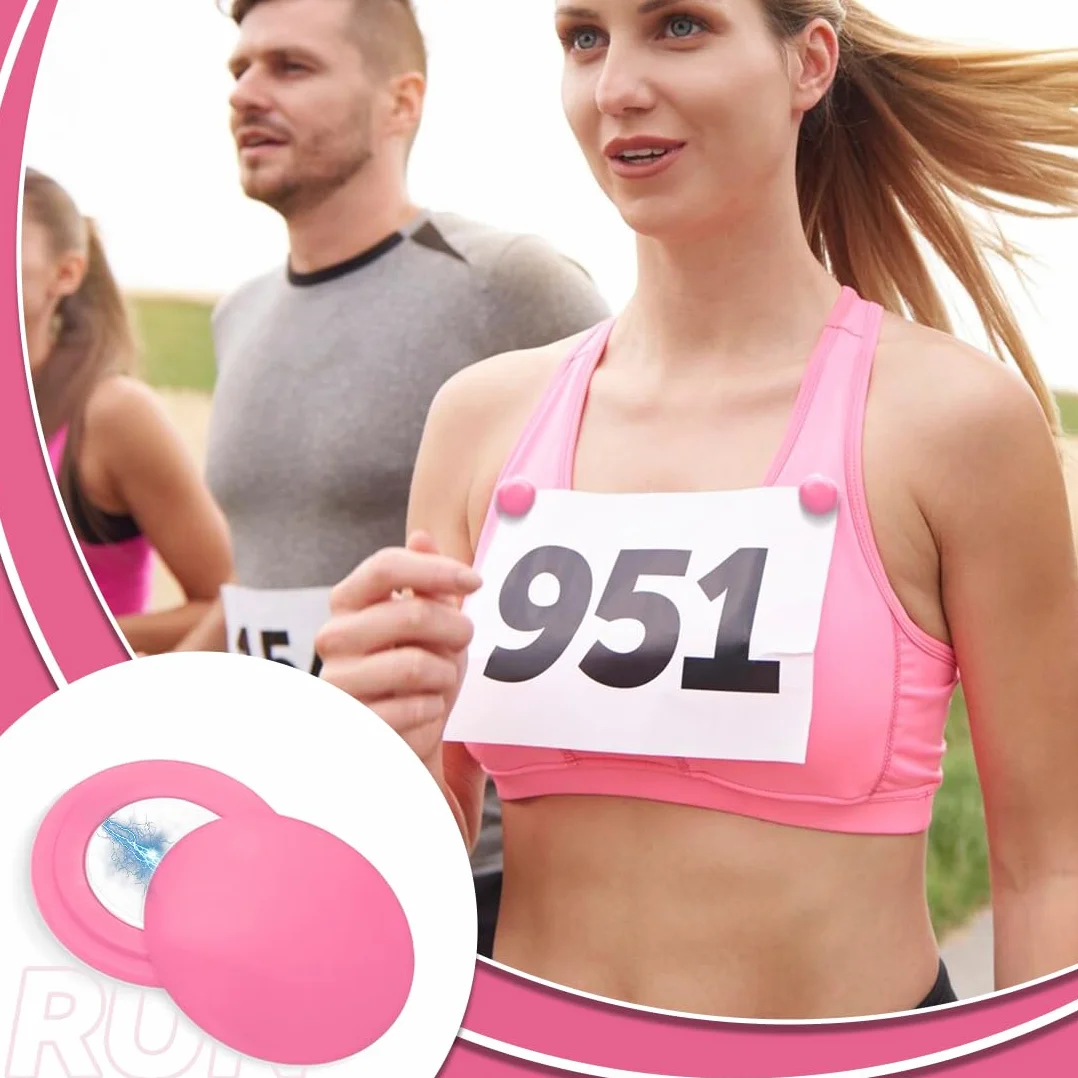 NJCXOLA Porte-dossard Aimant Running 4 Paires Aimants Dossards Triathlon Fixation Haute Résistance Rose